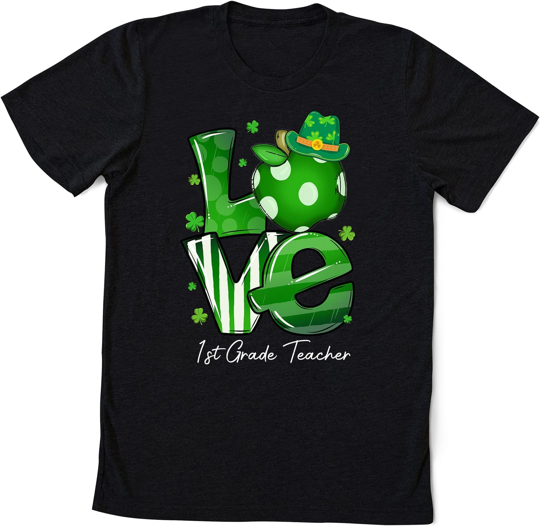 Customized 1st Grade Teacher Life St Patricks Day Apple Shamrock 2022 T-Shirt, Patrick Shirt for Kindergarten Teacher, Pre-k School, Teacher