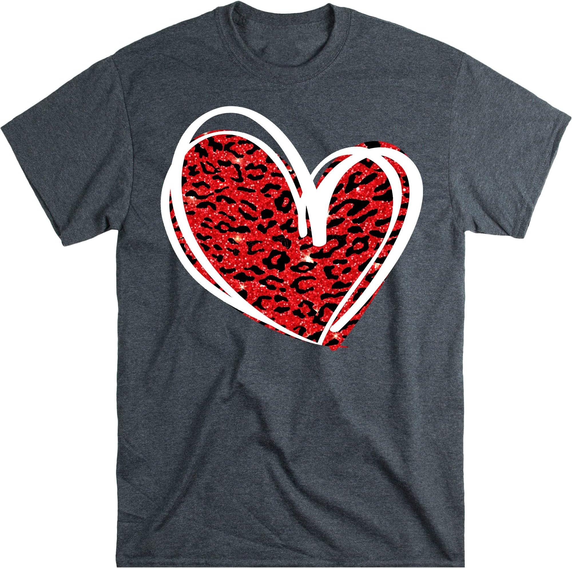 Leopard Print Valentines Day Shirt,Valentines Day Shirts for Woman,Heart Shirt,Cute Valentine Shirt,Valentines Day Gift – Dark Heather/Small