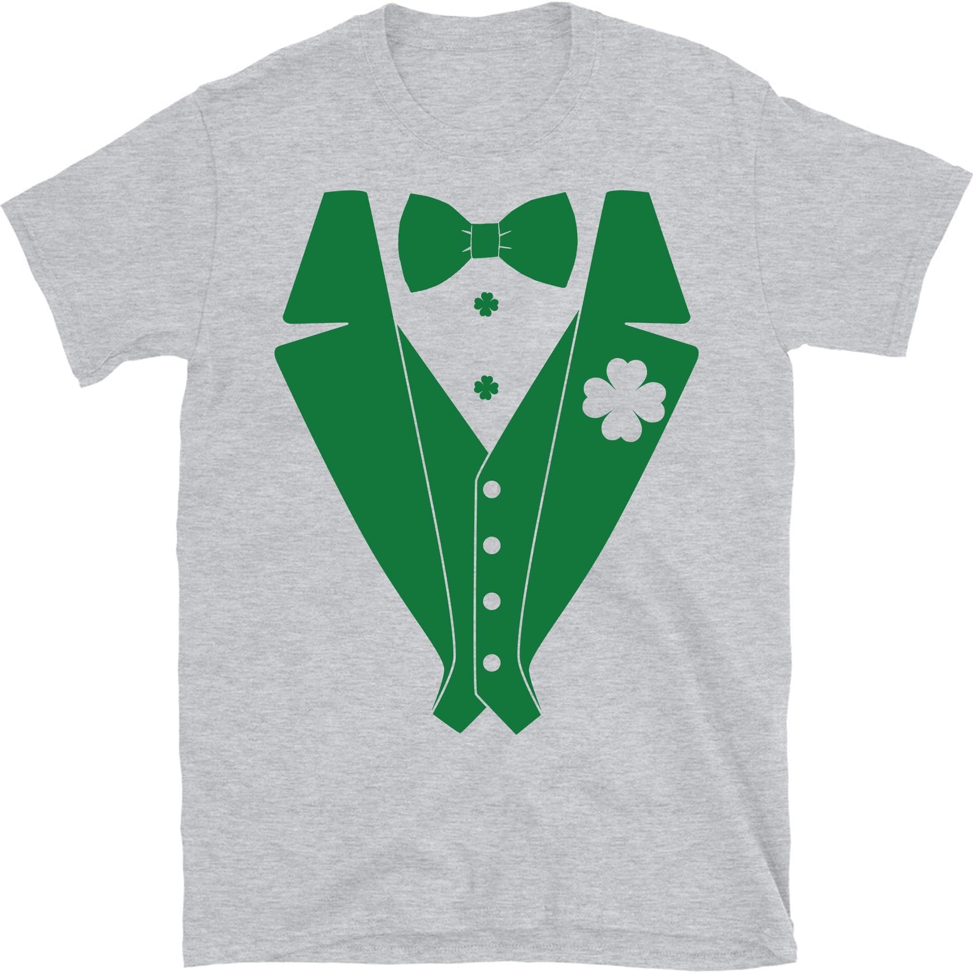 St PatrickS Day Suit Shirt, Green Tuxedo Shirt, Lucky Clover Shirt, Four Leaf Clover Tee, Irish Lover St PatrickS Day