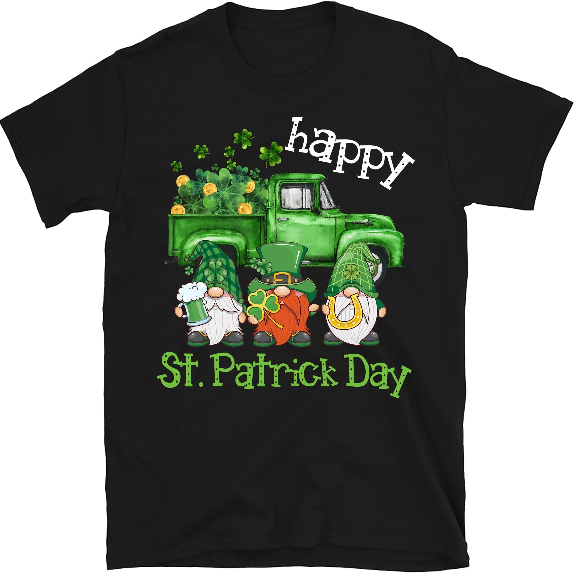 St. PatrickS Day, Patrick Day Lucky Gnomes Shirt, Shamrock Lucky Lips, Four Leaf Clover, Shamrock Patrick's Day – Black/XX-Large