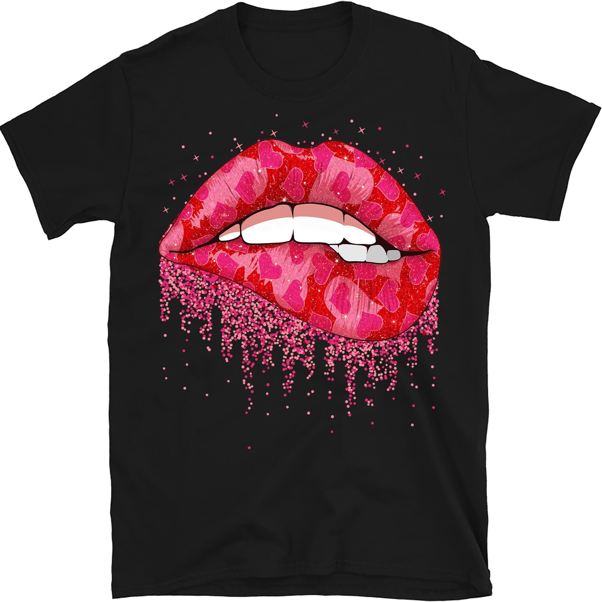 Valentine Lips Shirt, Heart Lips Shirt, Valentines Day Shirt, Valentine Shirt, Valentines Day Gift, Happy Valentines – Black/3X-Large