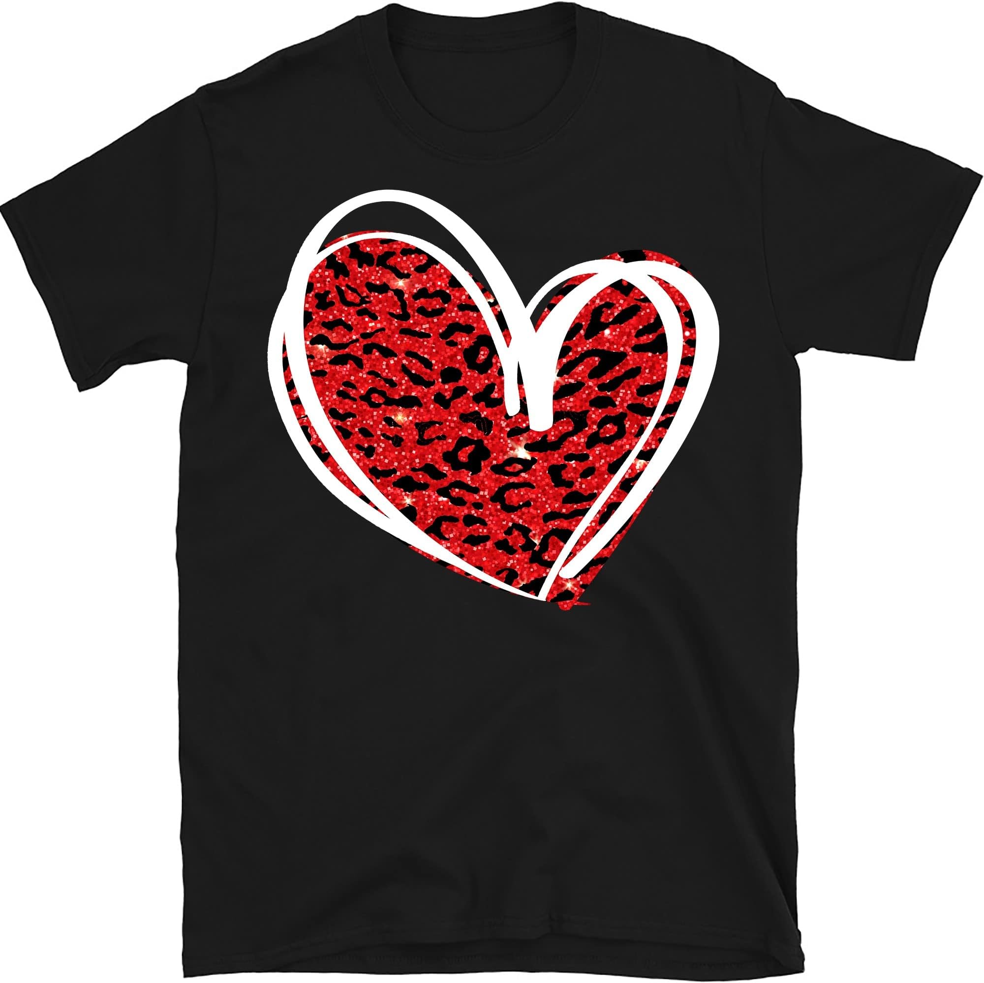 Leopard Print Valentines Day Shirt,Valentines Day Shirts for Woman,Heart Shirt,Cute Valentine Shirt,Valentines Day Gift