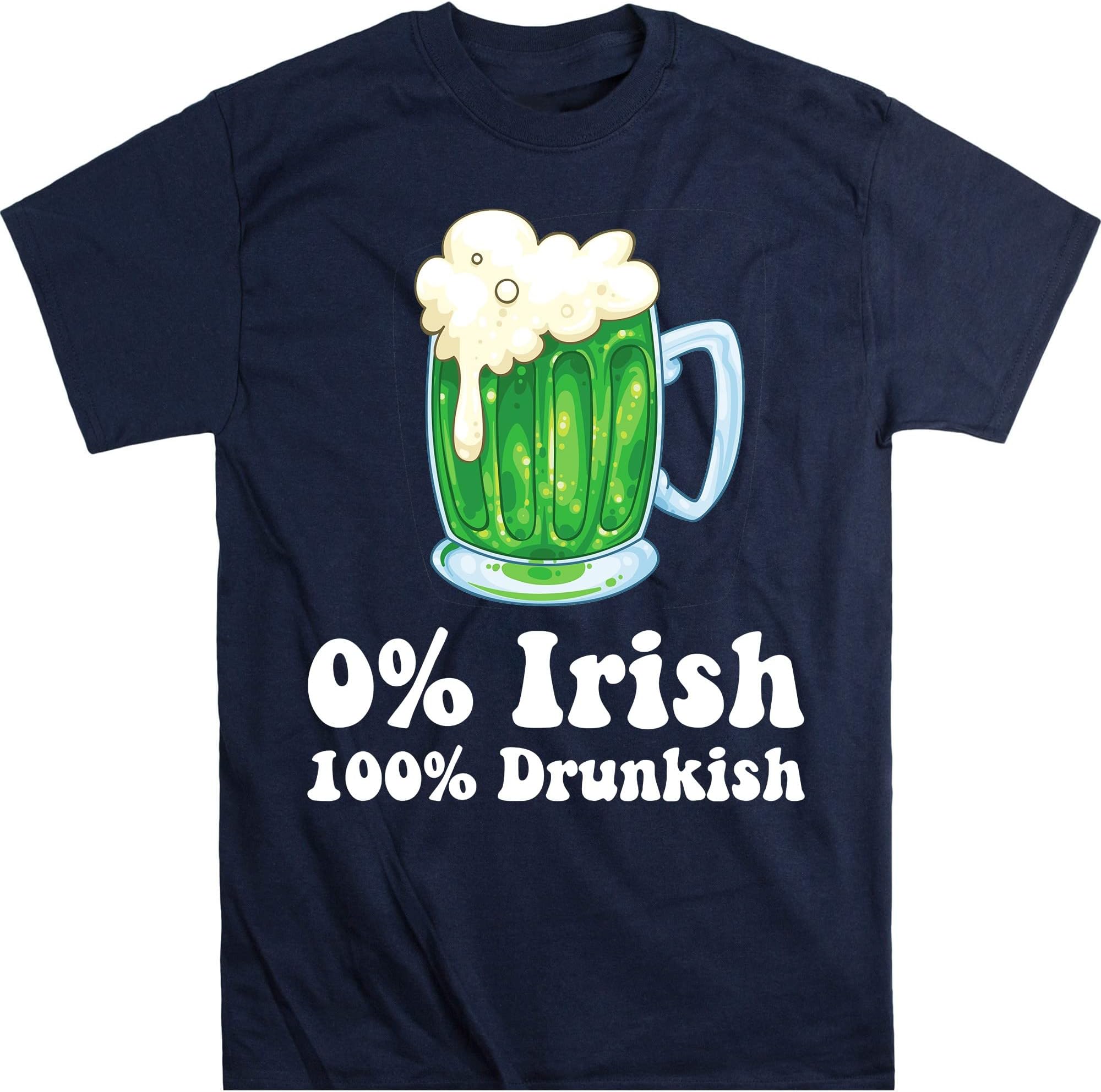 0% Irish Funny St. Patricks Day Tee, Long Sleeve, Sweatshirt or Tank Top Matching Couples St Paddy's Day Drinking Bar – Navy/X-Large
