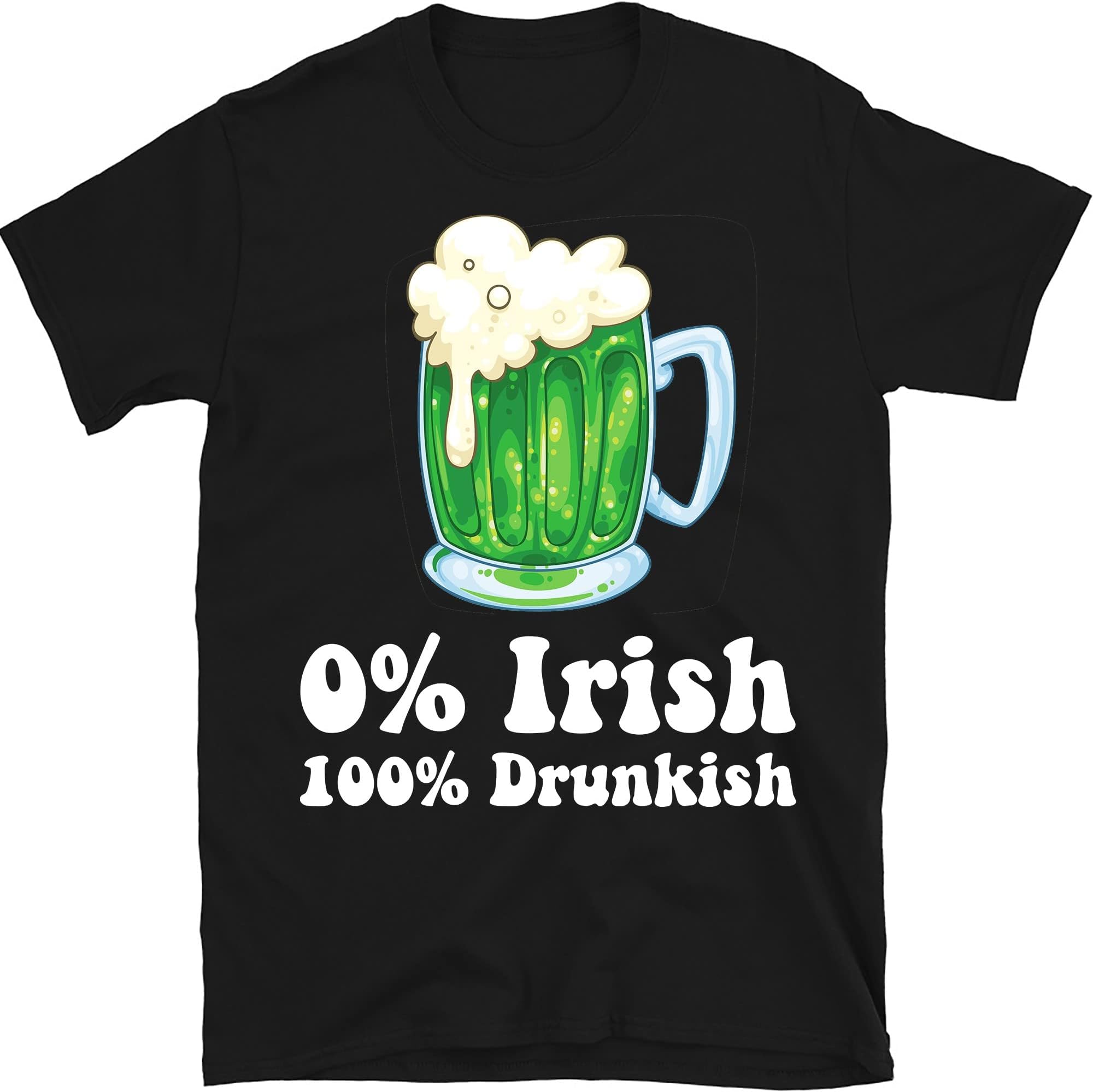 0% Irish Funny St. Patricks Day Tee, Long Sleeve, Sweatshirt or Tank Top Matching Couples St Paddy's Day Drinking Bar – Black/Large