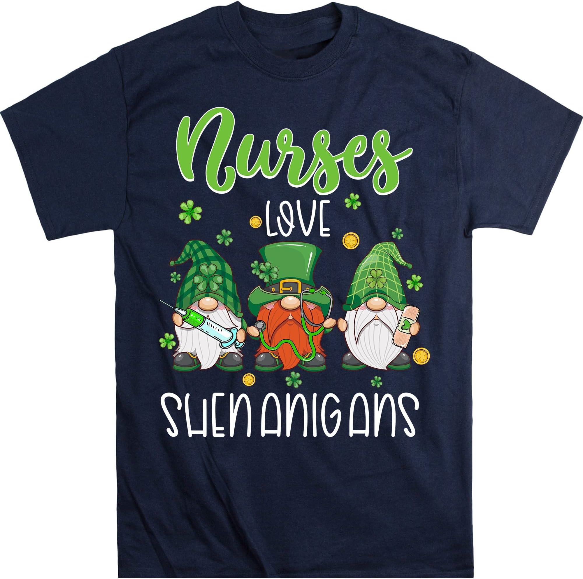 Nurses Love Shenanigans-Funny Gnomes Nurse St Patricks Day Shirt, Shamrock Shirt, St Patricks Day Shirt, Irish Leprechaun
