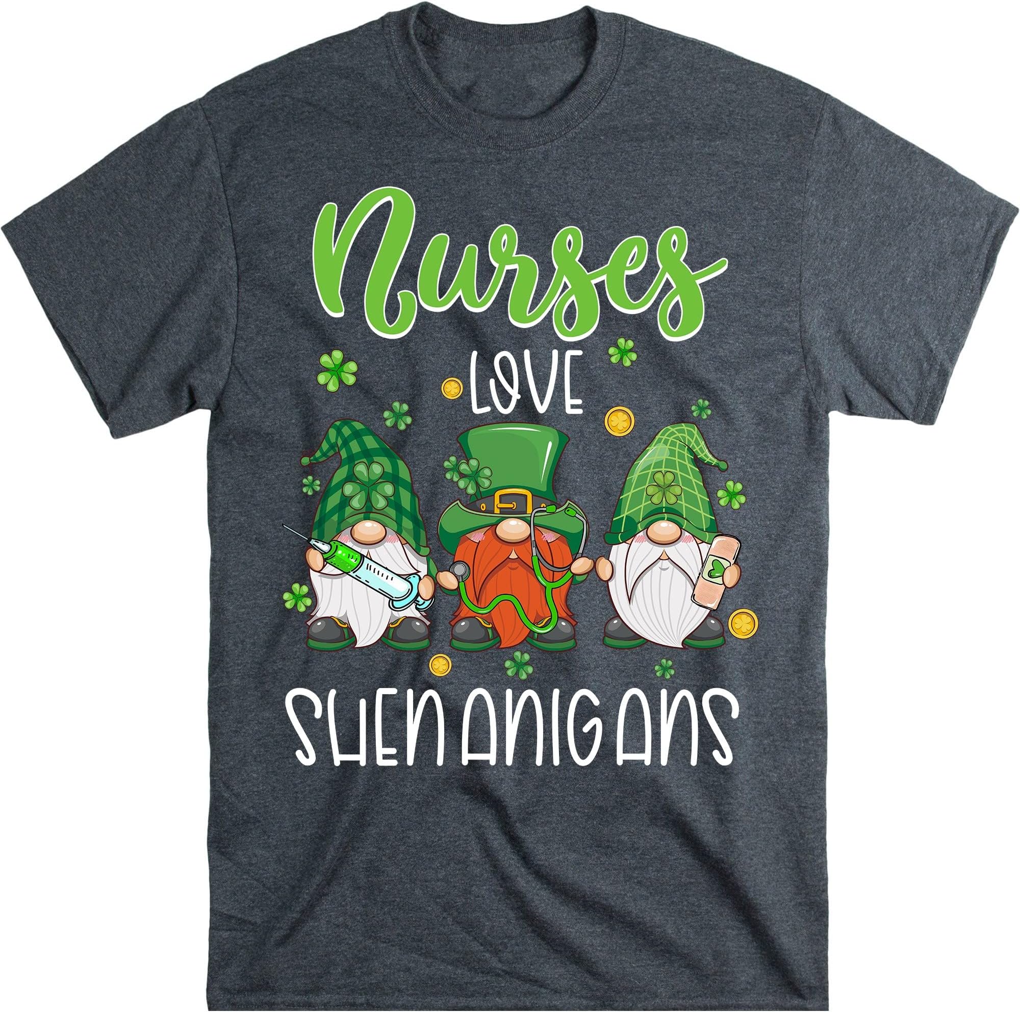 Nurses Love Shenanigans-Funny Gnomes Nurse St Patricks Day Shirt, Shamrock Shirt, St Patricks Day Shirt, Irish Leprechaun