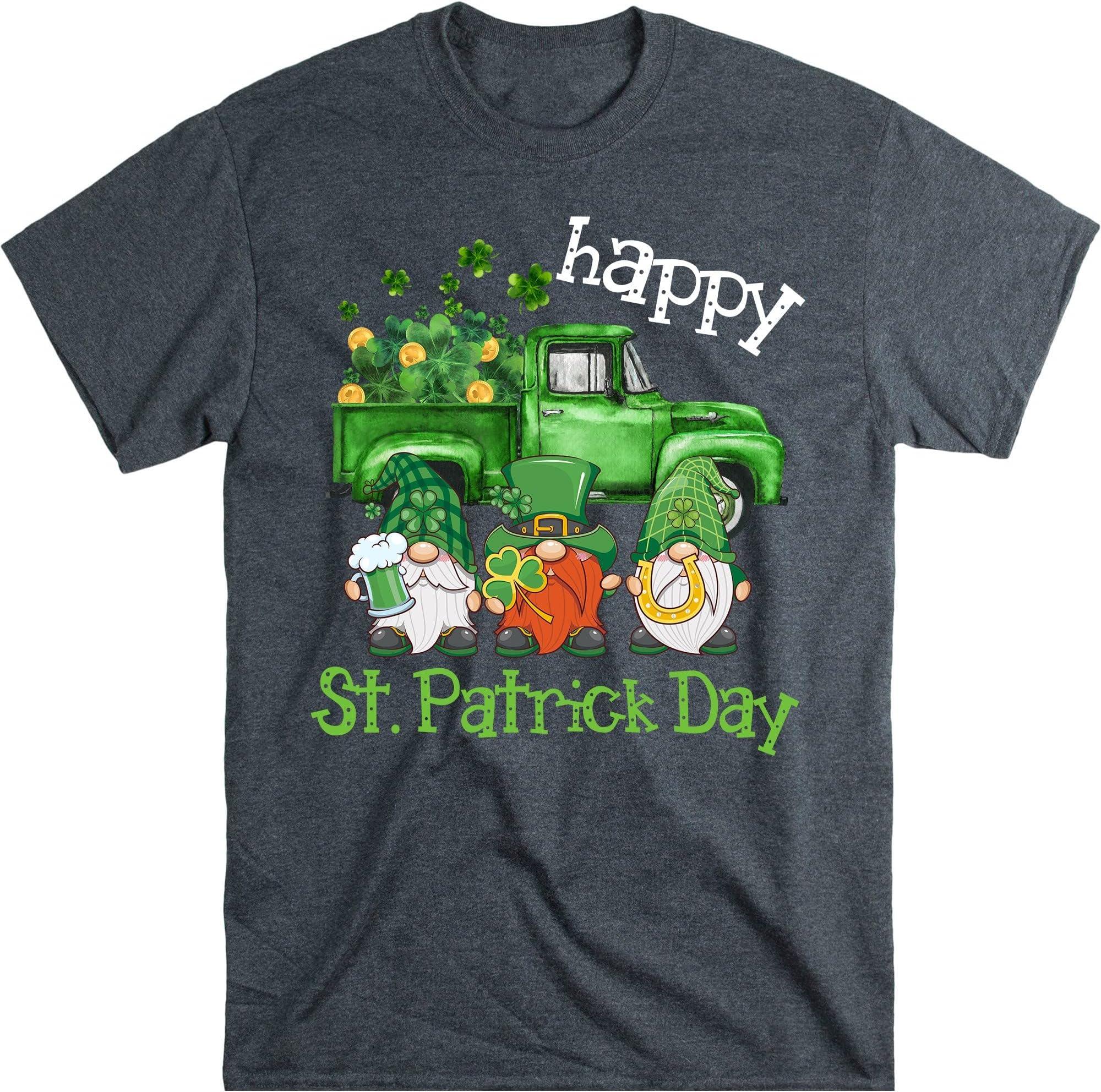 St. PatrickS Day, Patrick Day Lucky Gnomes Shirt, Shamrock Lucky Lips, Four Leaf Clover, Shamrock Patrick's Day – Dark Heather/Small