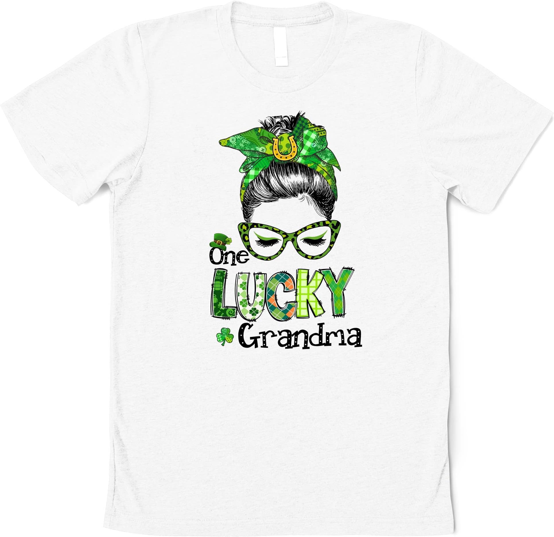 One Lucky Mama Shirt, Mom Life Shirt, Lucky Grandma Shirt, St. Patricks Shirt, St Patricks Mama Shirt, St. Patrick's Day Shirt, Messy Bun Shirt Multicolored