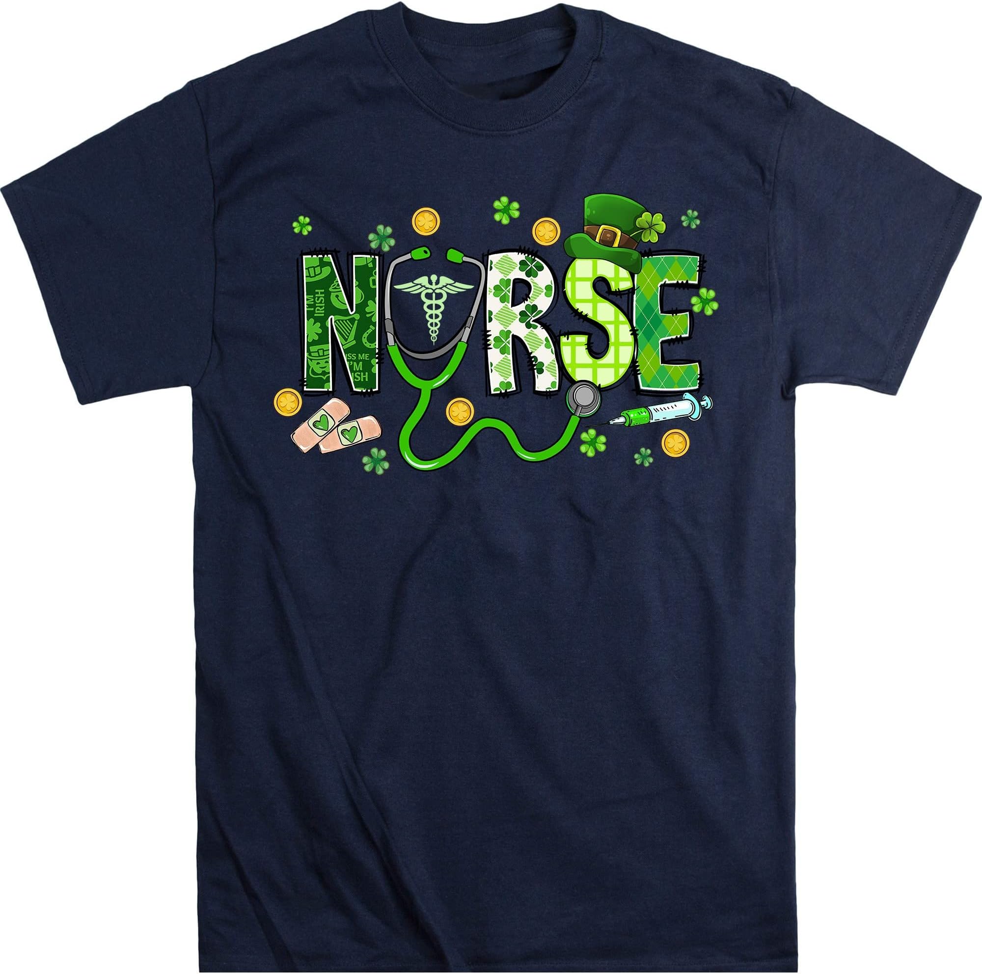 St Patricks Day Nurse Shirt, Irish Nurse, St Paddys Day, Shamrock Lucky Nurse Gift, Nursing St Patricks Day Shirt – Navy/XX-Large