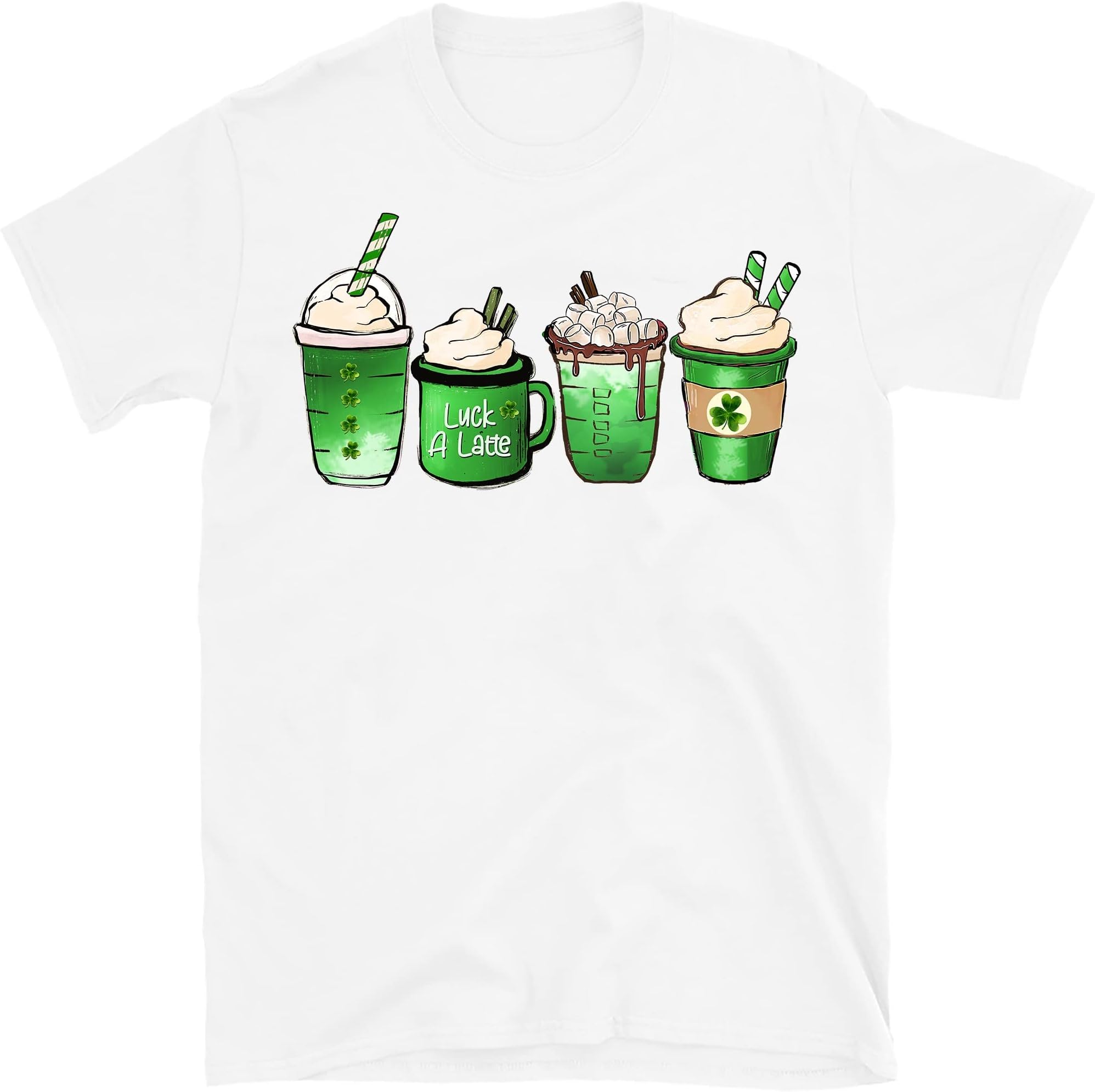 Luck a Latte Shirt, St. Patrick's Coffee Shirt, Cute St. Patrick's Day Shirt, Cute St. Patrick's Gift, Irish Shirt, Coffee Shirt – White/XX-Large
