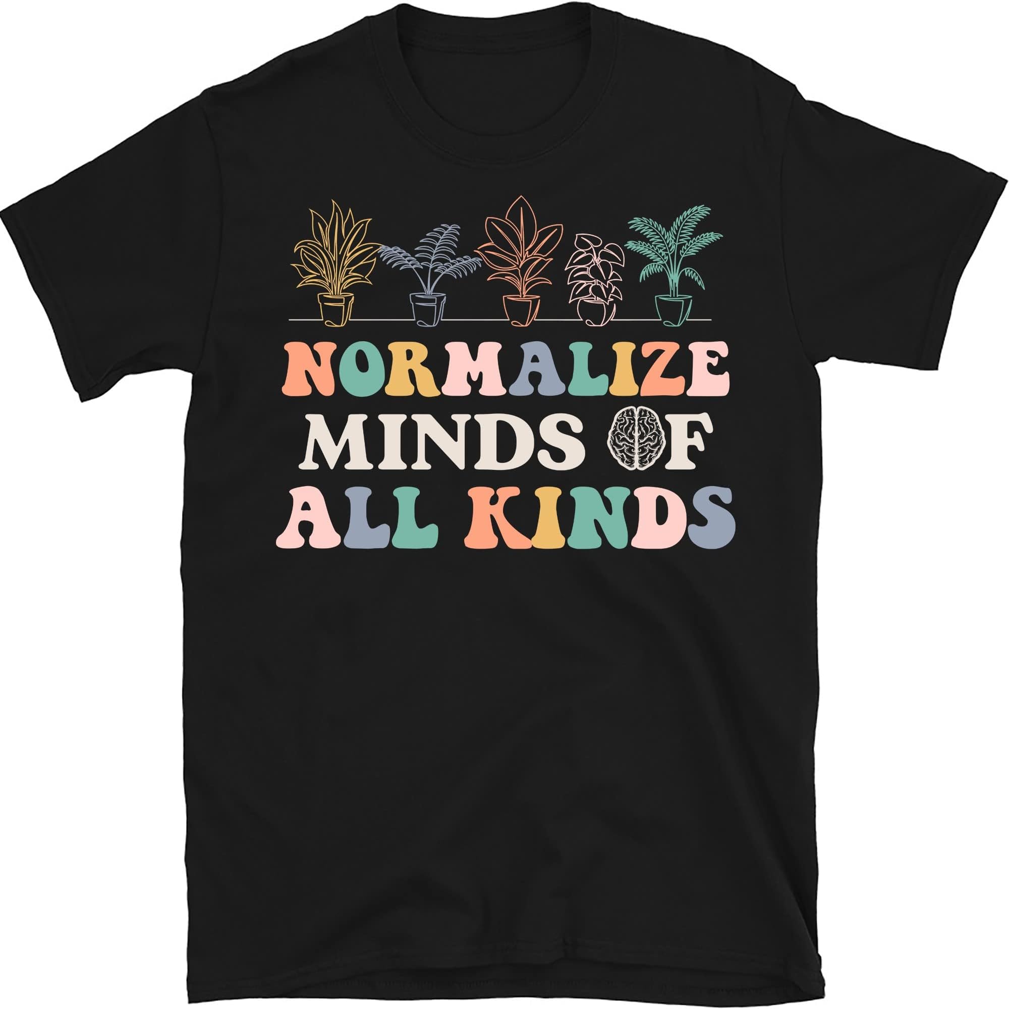Normalize Mind of All Kinds Boho Style Unisex Shirt, Retro Autism Awareness Tee, Vintage Mental Health Apparel, ADHD Tee