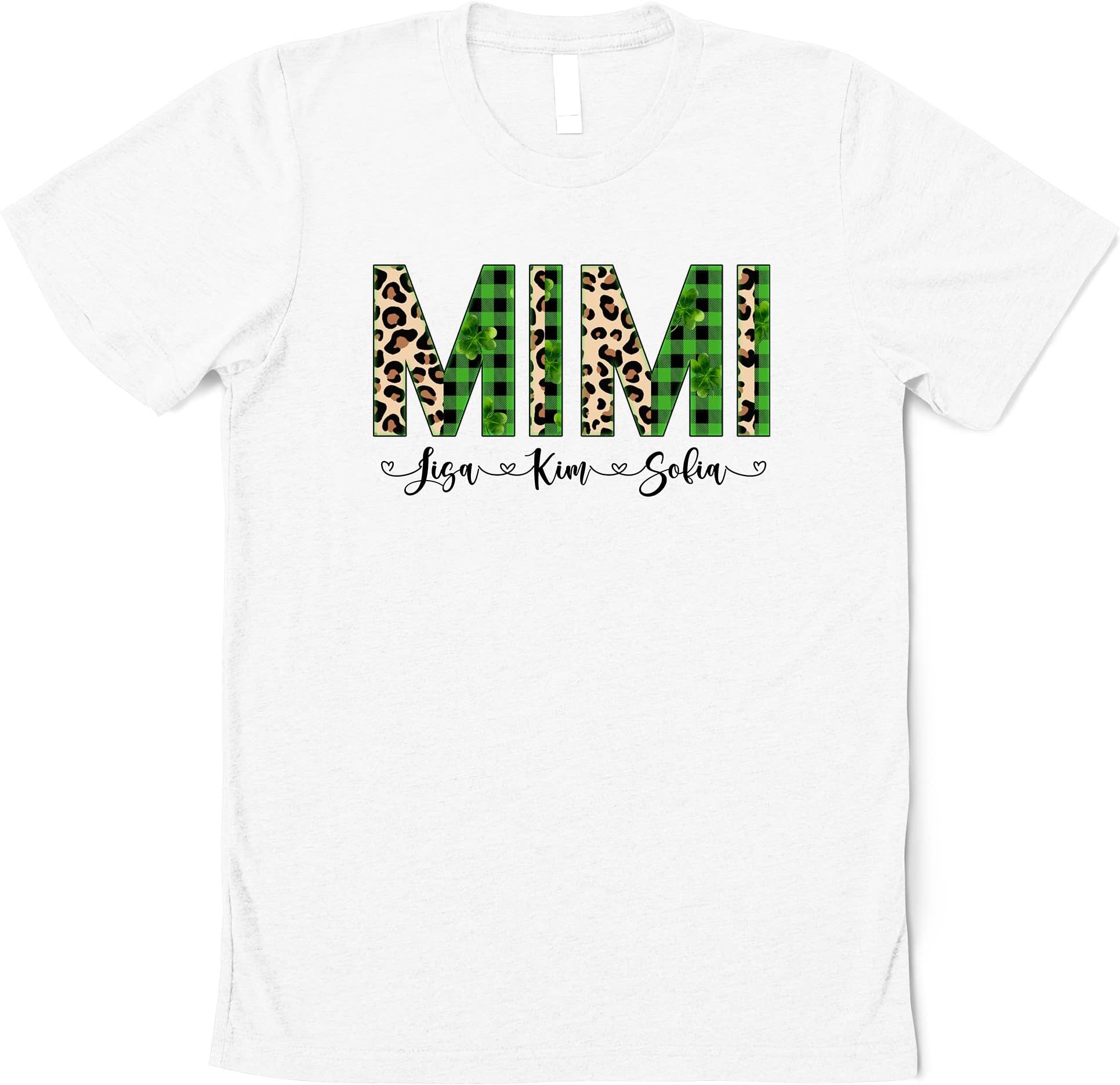Personalized Mimi Shirt with Grandkids Names, Floral Patrick Day Mimi T-Shirt, Mimi Gifts, Mother's Day Shirt, Custom Kids Names Grandma Shirt Multicolored