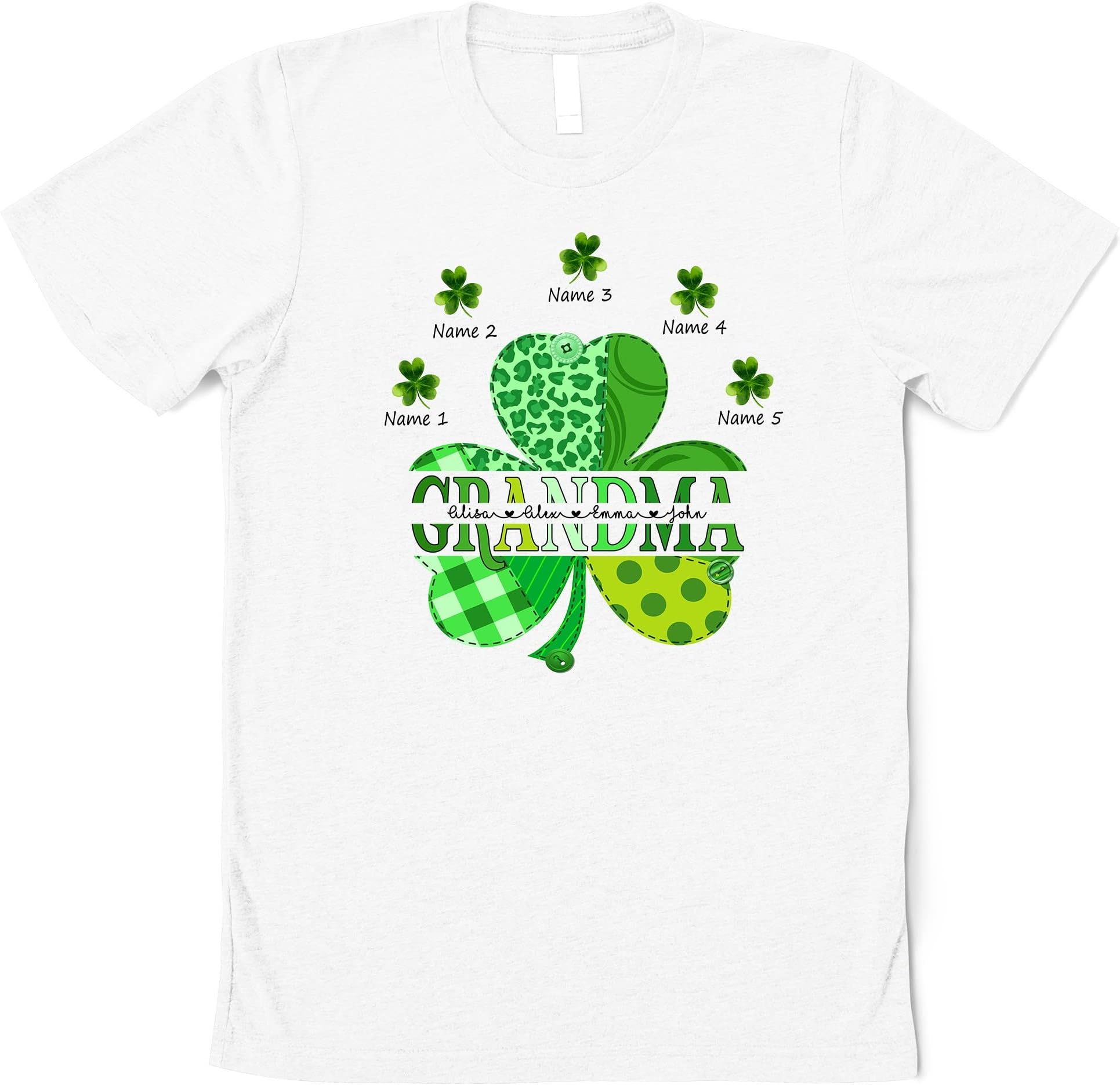 Personalized Grandma Shirt, Nana Grandma T-Shirt Personalized Blessed to be Called Mimi with Grandkids Wildflower Mimi Gigi, Patrick Day Tee Multicolored