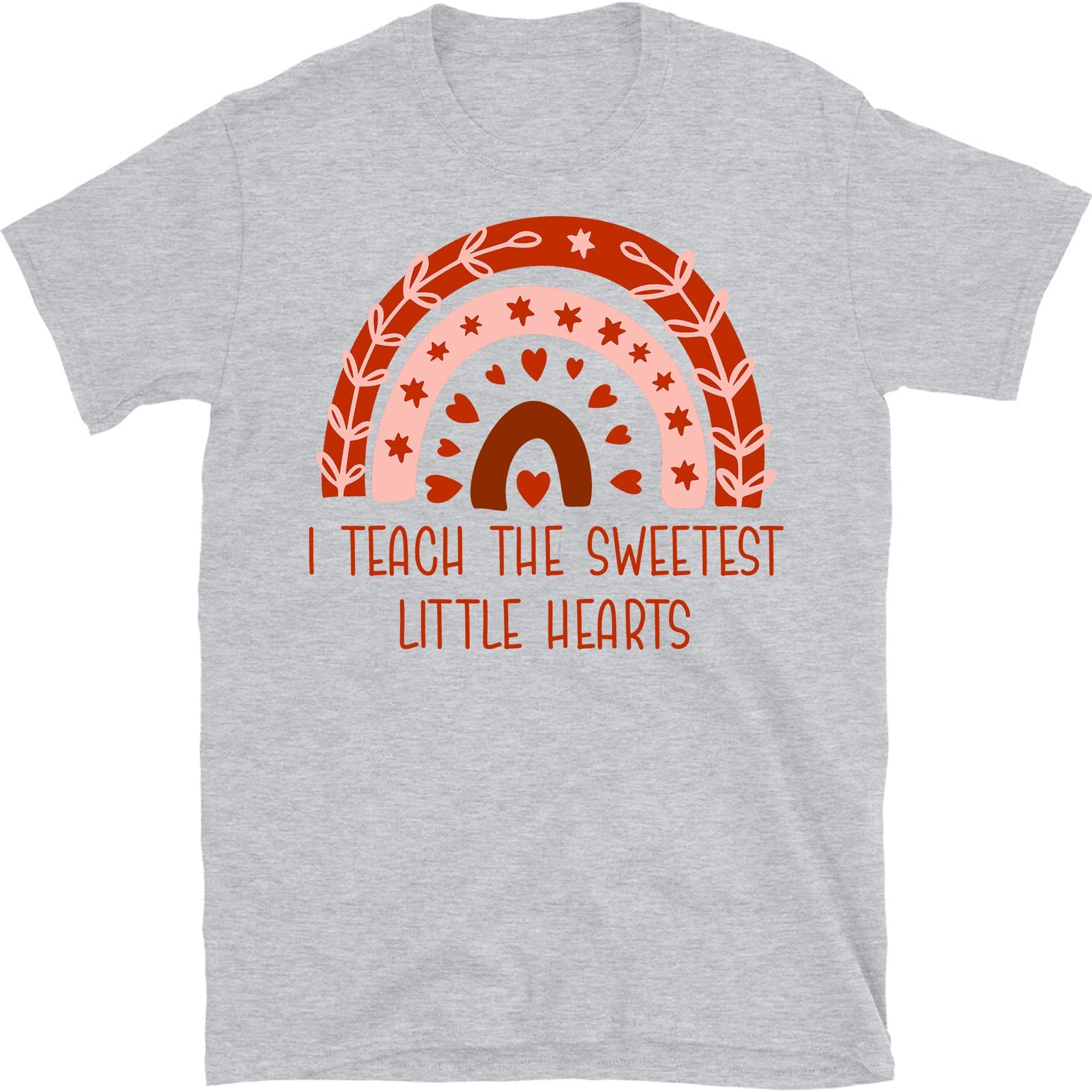 I Teach The Sweetest Hearts Rainbow Teacher Valentines Day T-Shirt, Teacher Shirt, Teacher Gift
