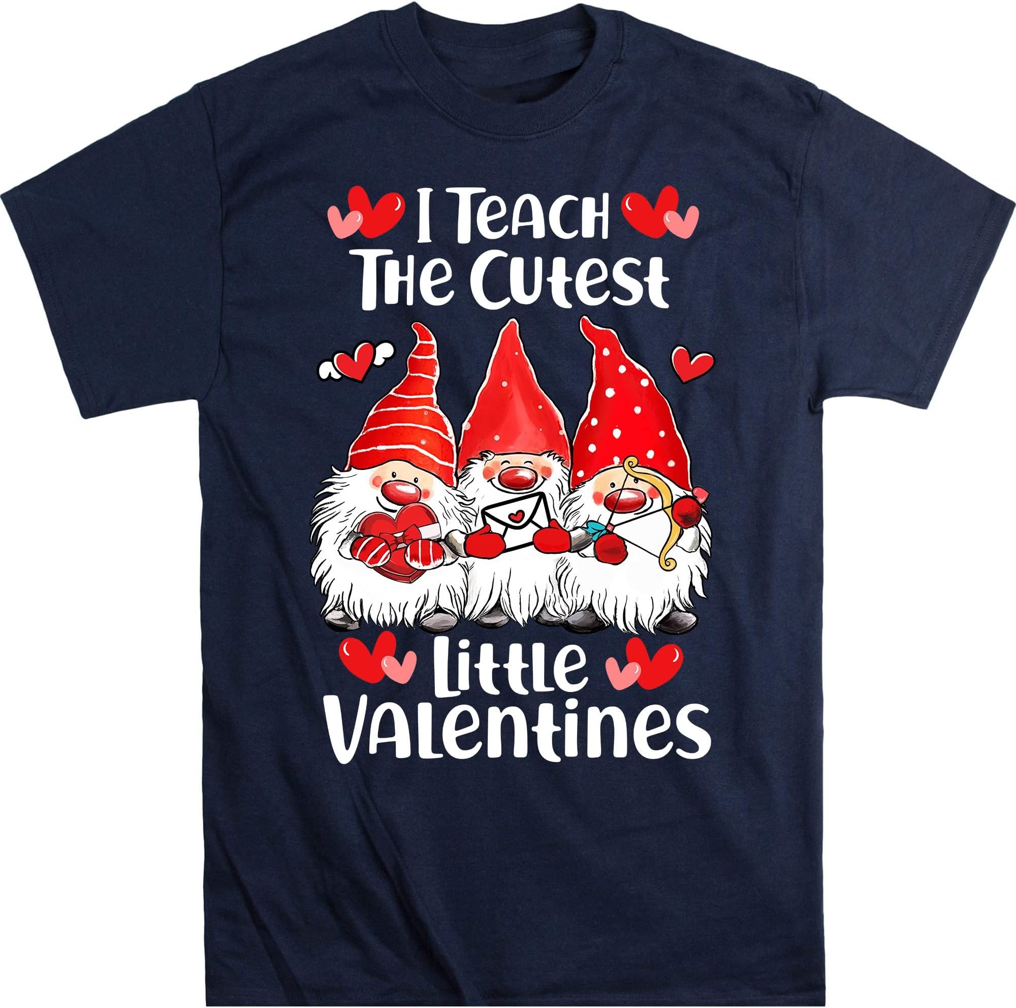 I Teach The Cutest Little Valentines Women Gnome Teachers T-Shirt, Teacher Shirt, Teacher Gift – Navy/XX-Large