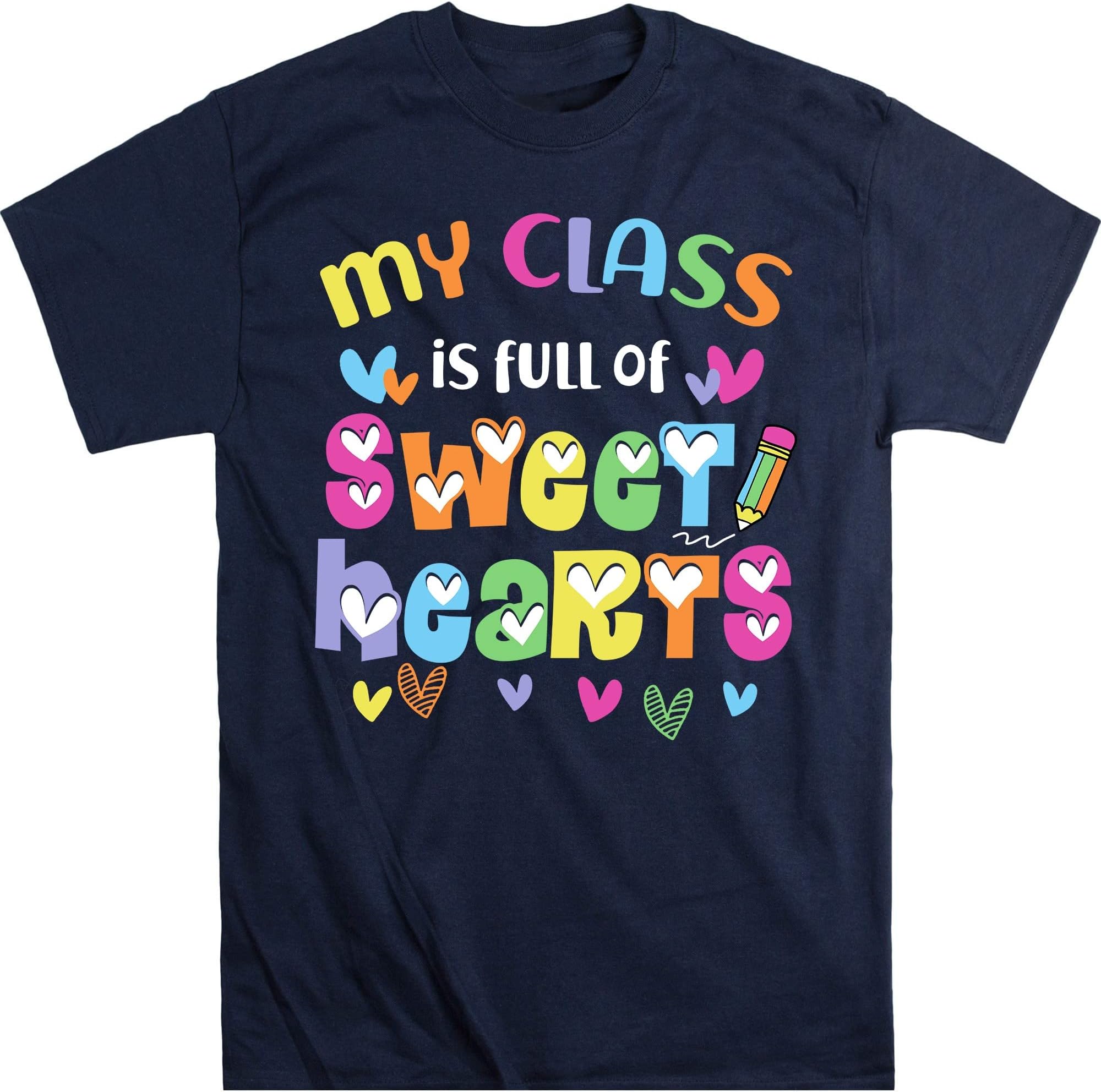 Teacher Valentines Day Gifts Shirt Love My Sweet Students T-Shirt – Navy/Small