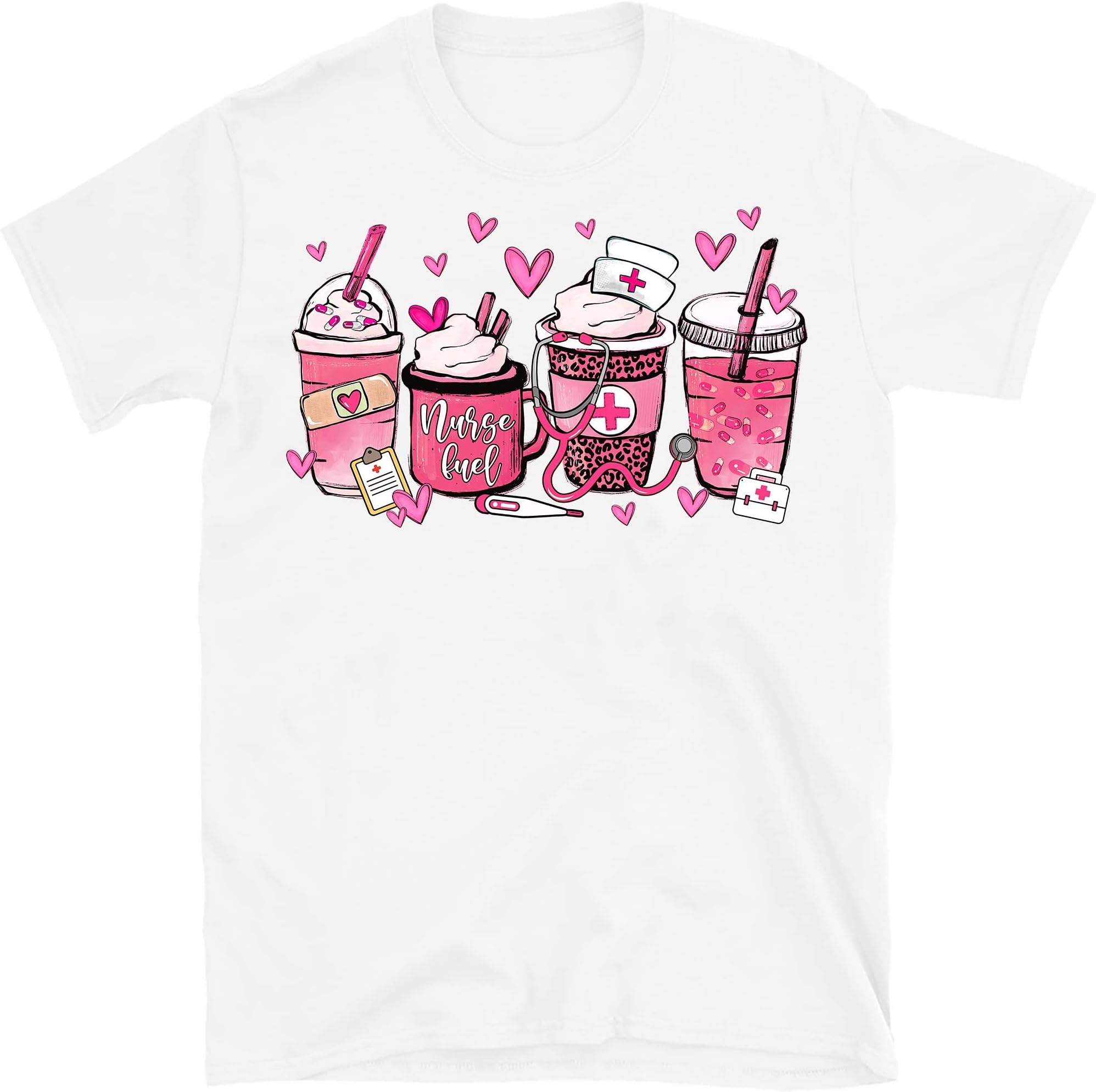 Womens Valentines Day Coffee Shirt for Nurse, Coffee Lovers Nurse Sweater, Registered Nurse School Graduation Gift – White/Large