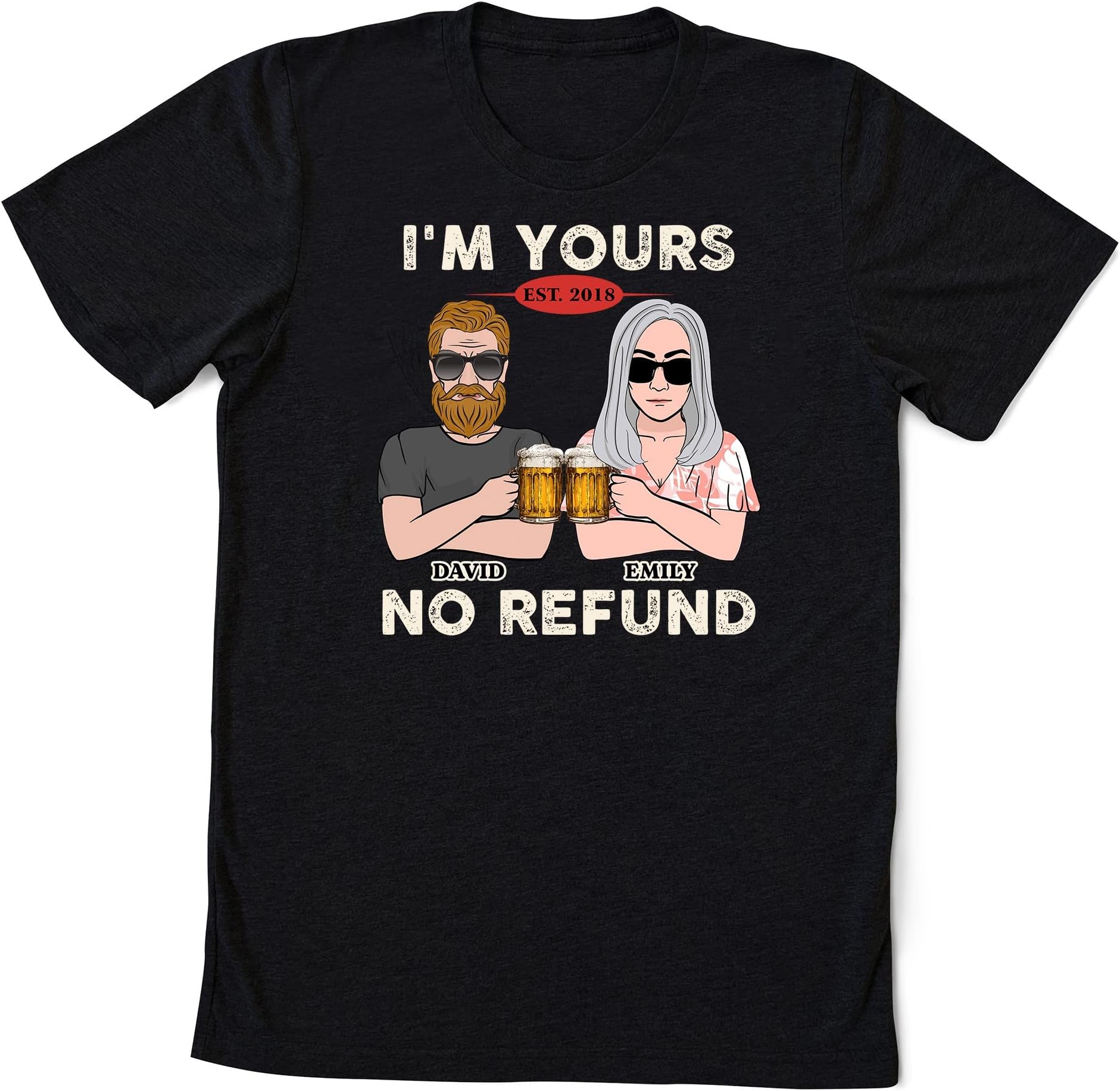 Personalized Couple Valentine Shirt, I'm Yours No Refund Shirt, Gift for Him Her, Valentine Couple Gift, Anniversary Shirt, Valentine Day Multicolored