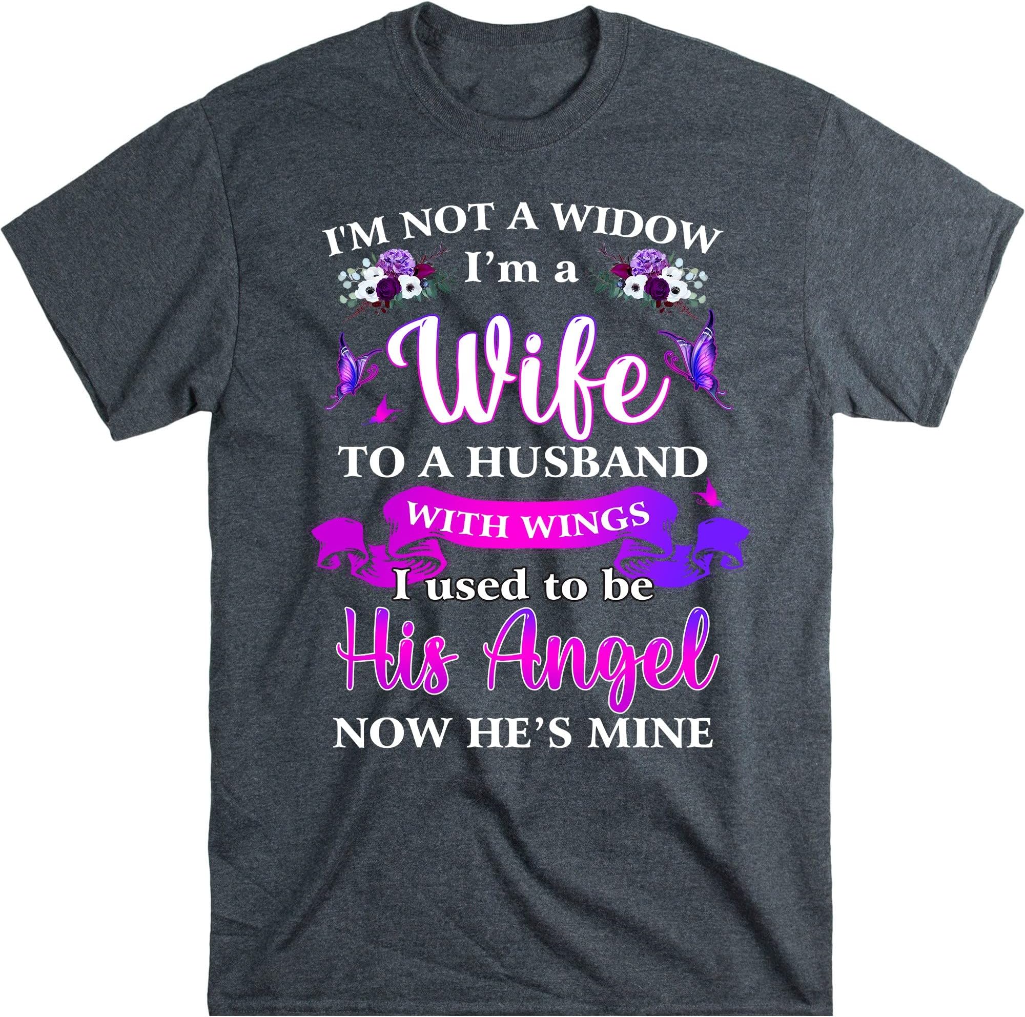 I'm Not a Widow I'm a Wife to a Husband with Wings, I Used to Be His Angel Now Her Mine, Red Buffalo Plaid Couple Shirts