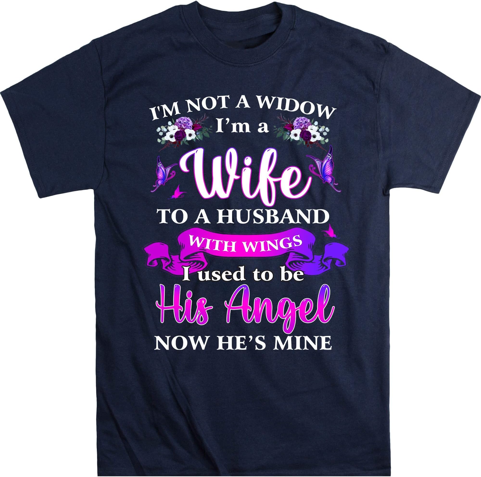 I'm Not a Widow I'm a Wife to a Husband with Wings, I Used to Be His Angel Now Her Mine, Red Buffalo Plaid Couple Shirts – Navy/4X-Large
