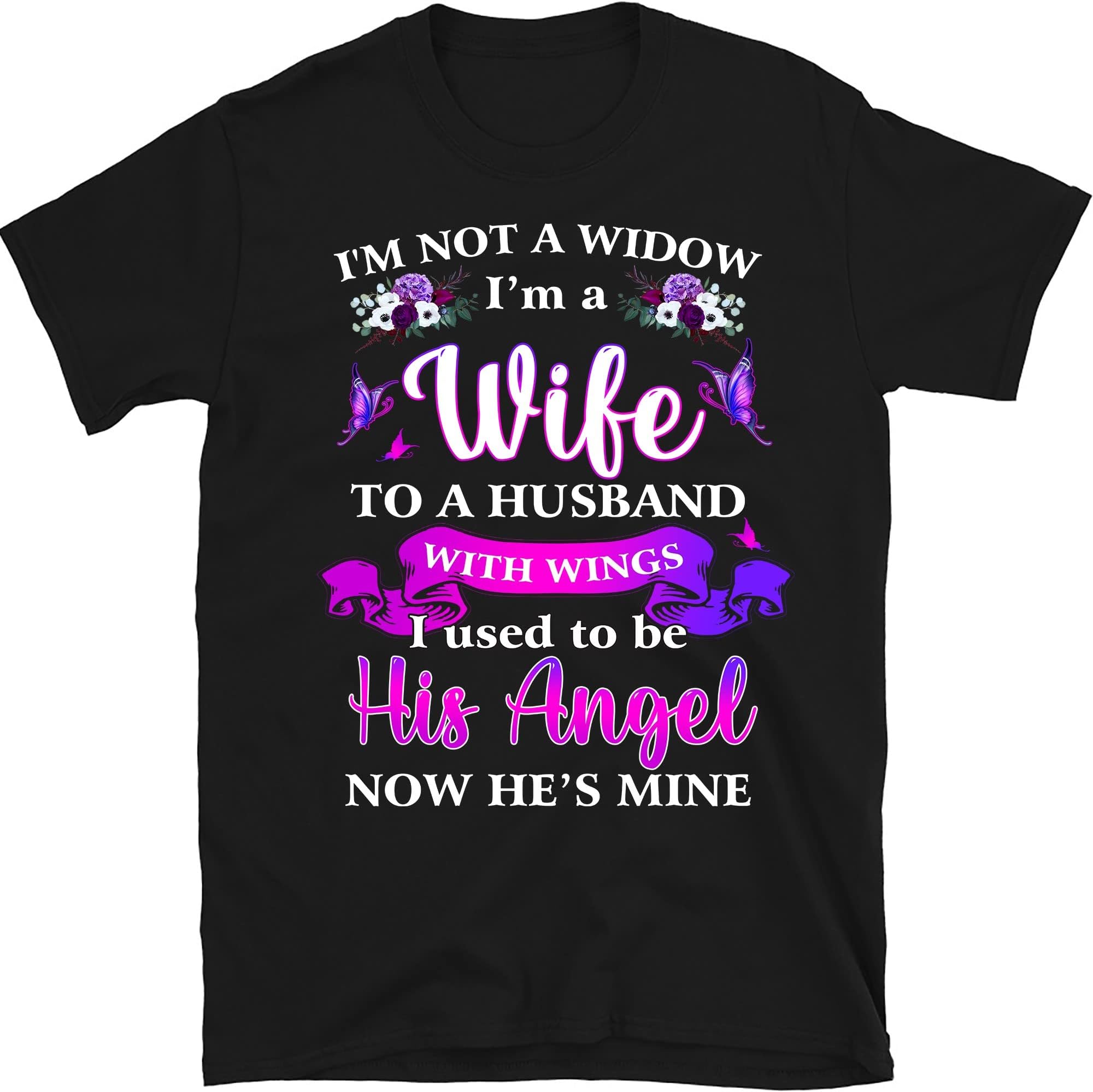 I'm Not a Widow I'm a Wife to a Husband with Wings, I Used to Be His Angel Now Her Mine, Red Buffalo Plaid Couple Shirts