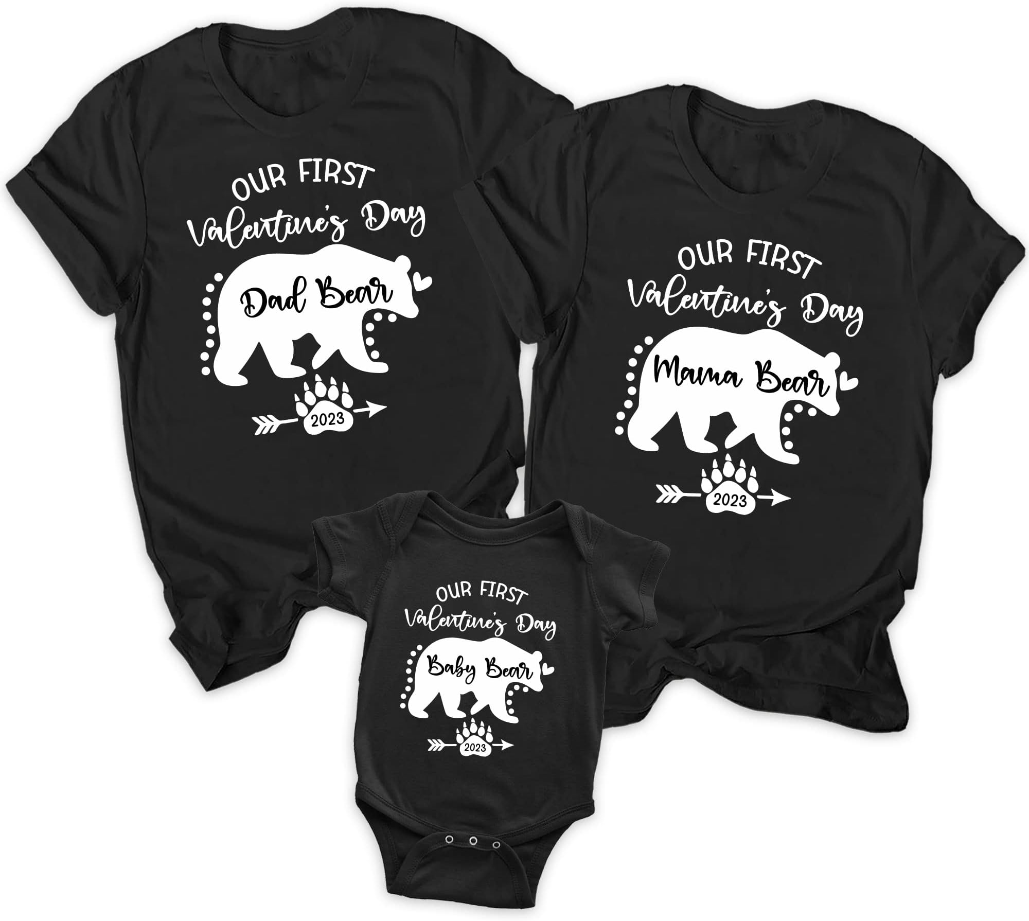 Our First Valentine's Day Mama Bear Shirt Baby Bear Shirt Daddy Bear Matching Family Valentine's Day My First Valentine's Day Multicolored
