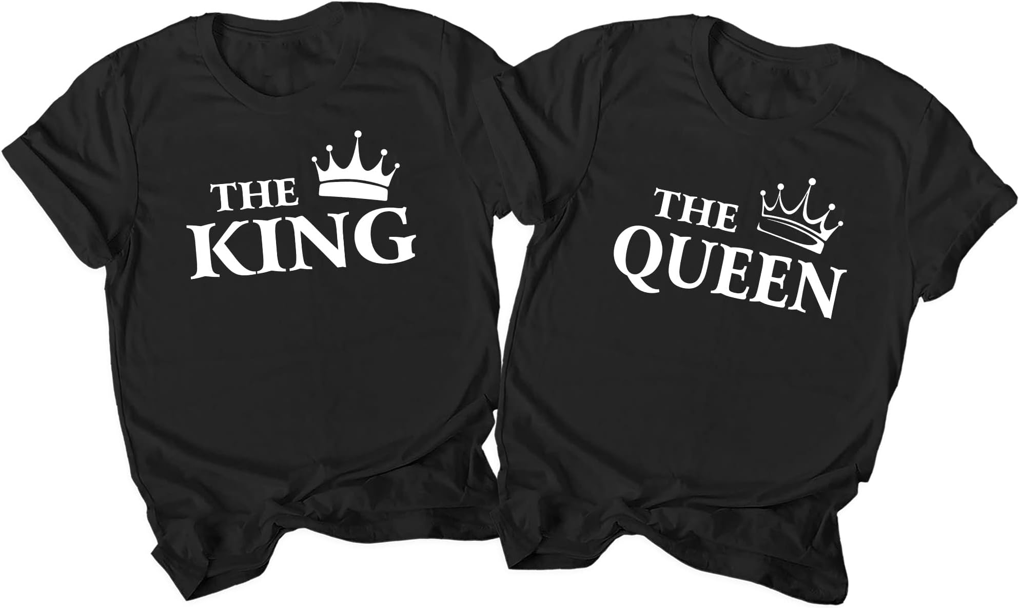 King Queen Matching His and Hers Pyjama Set with T-Shirt and Bottoms, Couple Matching Gifts, Valentines Gifts, for Newlyweds Multicolored