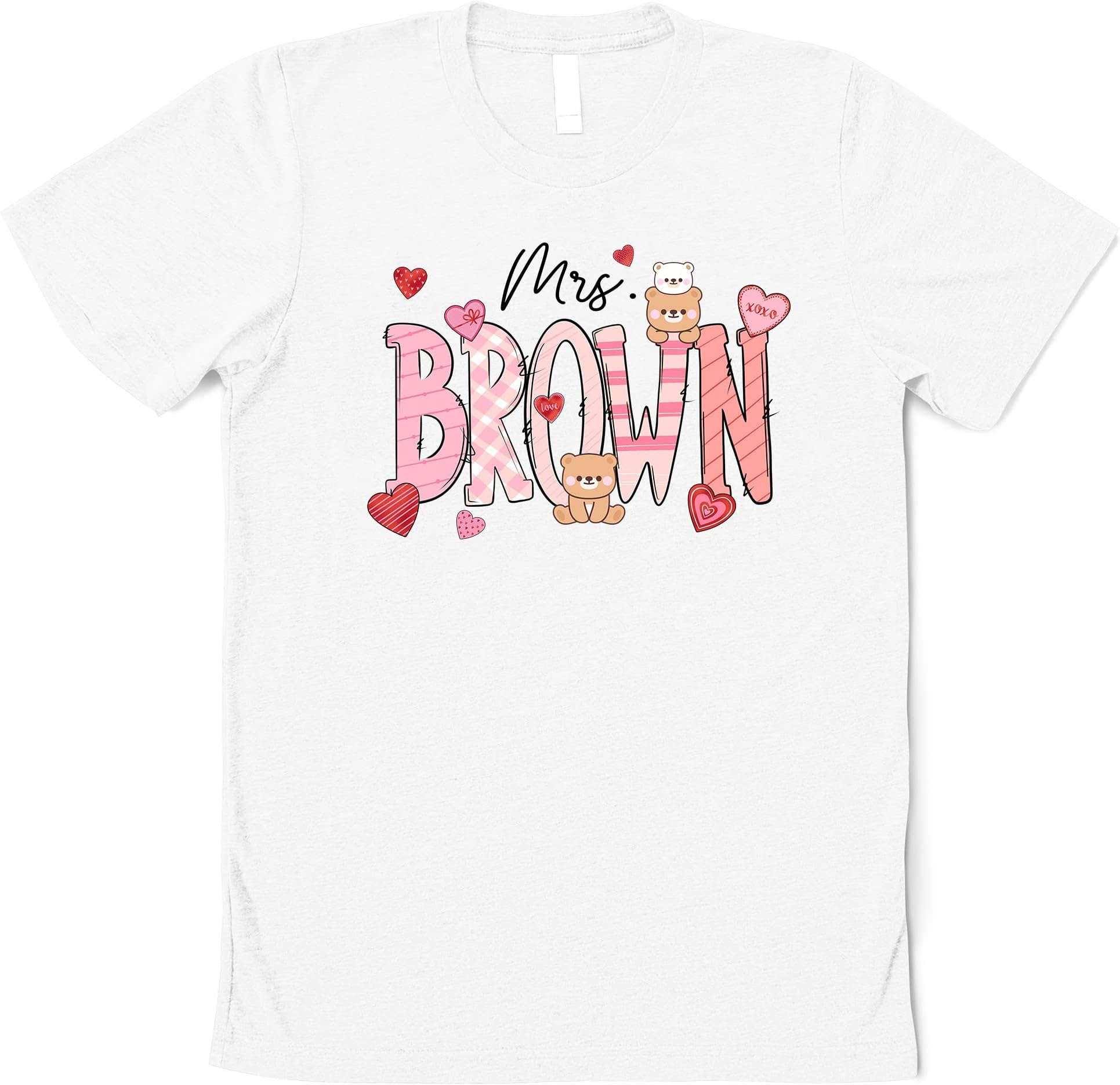 Personalized Teacher Valentine Shirt, Custom Valentine's Day Shirt with Name, Pre-K, Kindergarten, Elementary, First Grade Teacher Tee Multicolored
