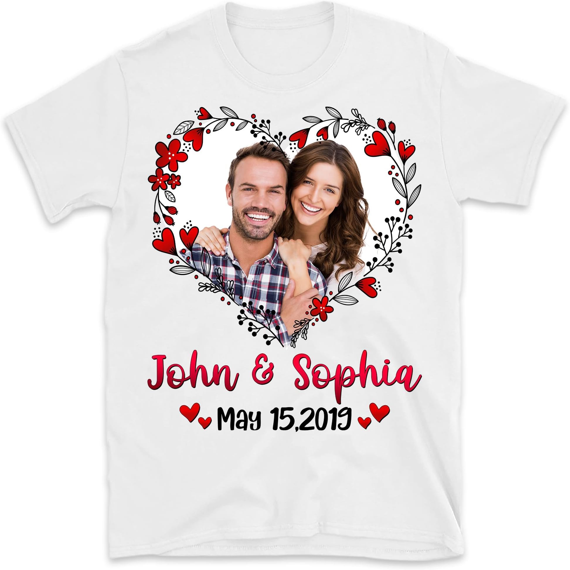 Valentines Photo Customizable Shirt, Couple Valentines Day Gift, Custom Face Photo Shirt, Couple Matching Tees, Customize Couple Gift Multicolored