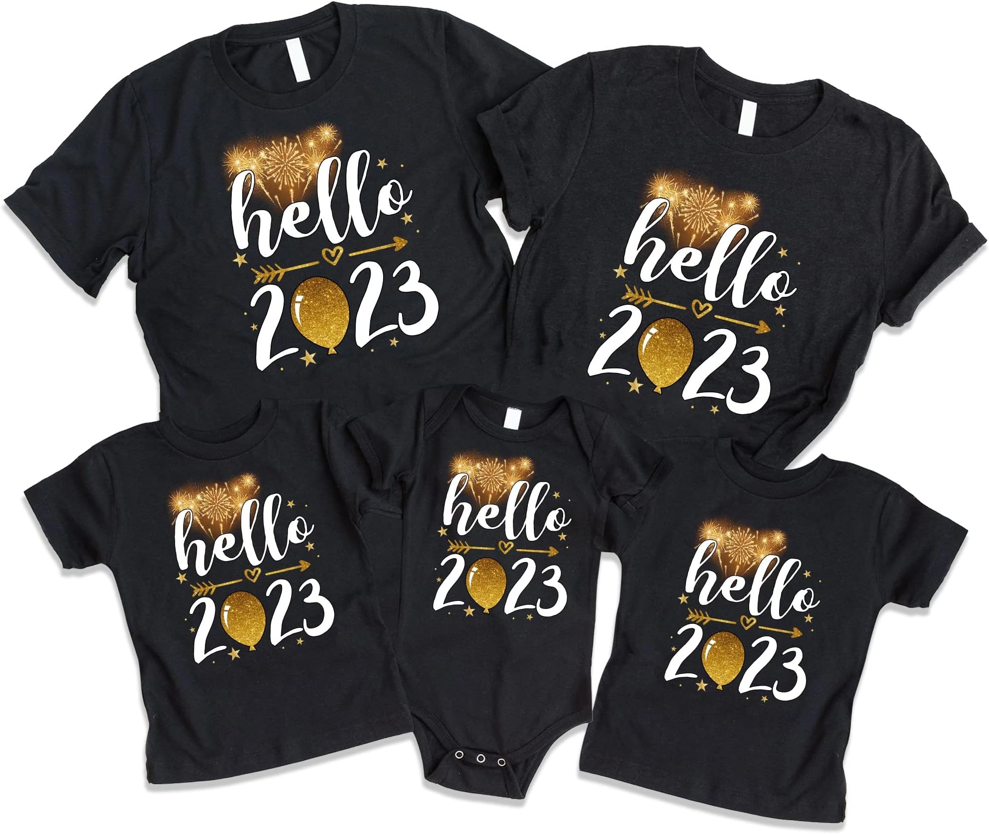 Happy New Year 2023 Matching Shirts, Custom Family Name, New Year Party Shirt, Matching Family Tees, Holiday Shirts, New Year Outfit Multicolored