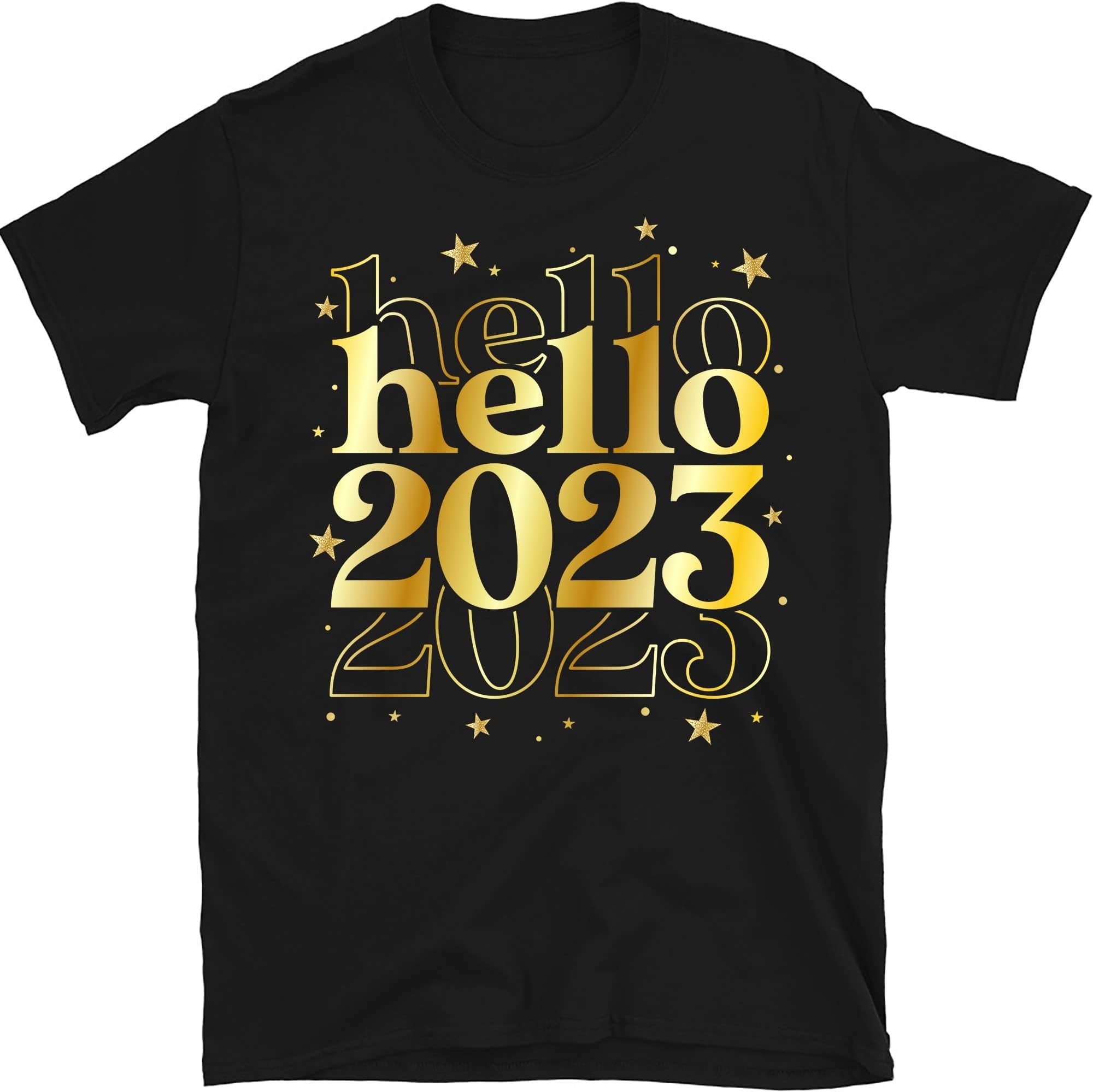 Hello 2023 Shirt, New Year Shirt, New Year Vacation Shirt, New 2023 Year Tee, Winter Holiday Shirt, Cute New Year Party – Black/X-Large