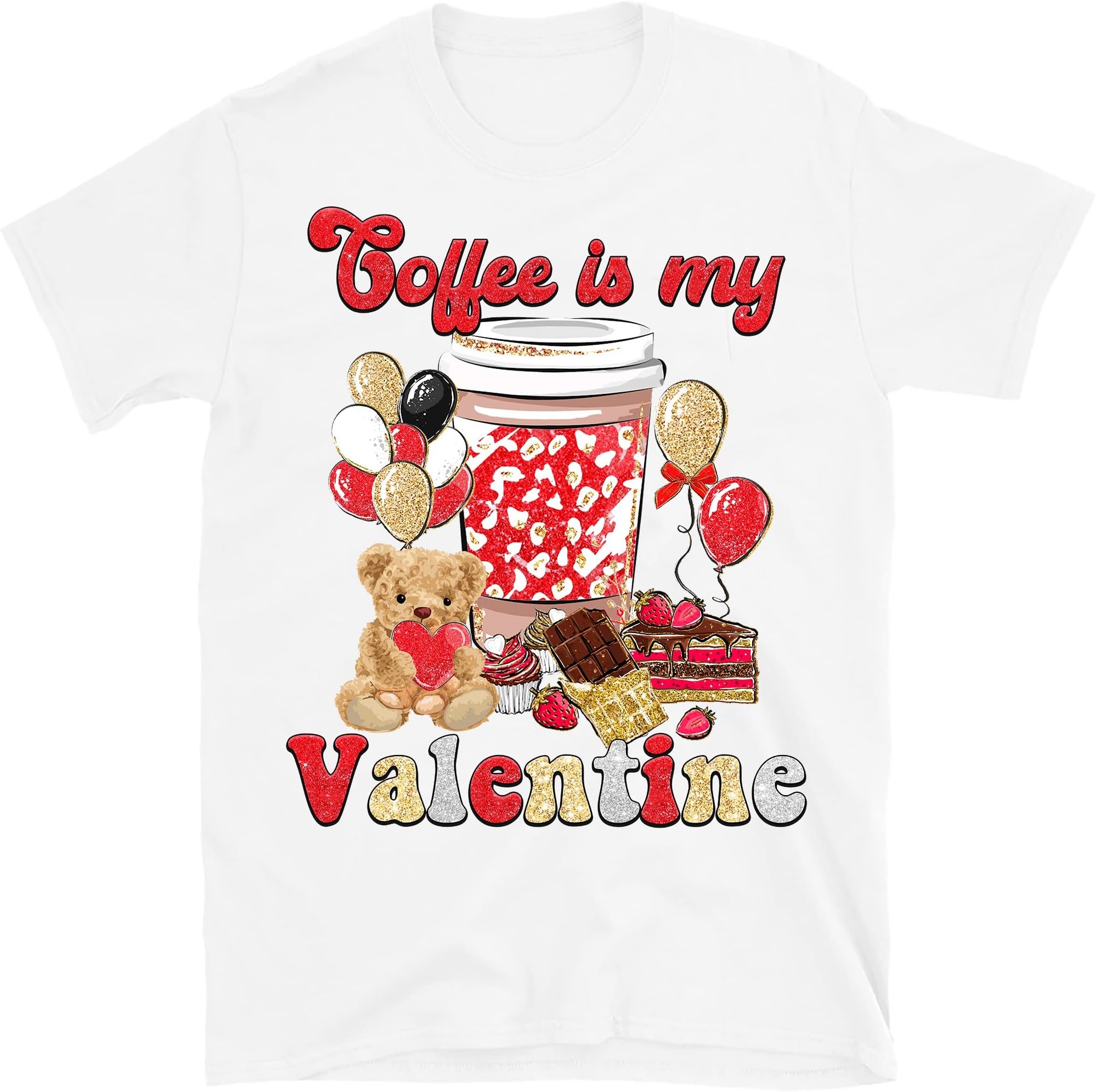 Coffee is My Valentine Shirt, Valentine Coffee Shirt, Valentine Day Shirt, Happy Valentines Day, Women Valentine Shirt – White/Large