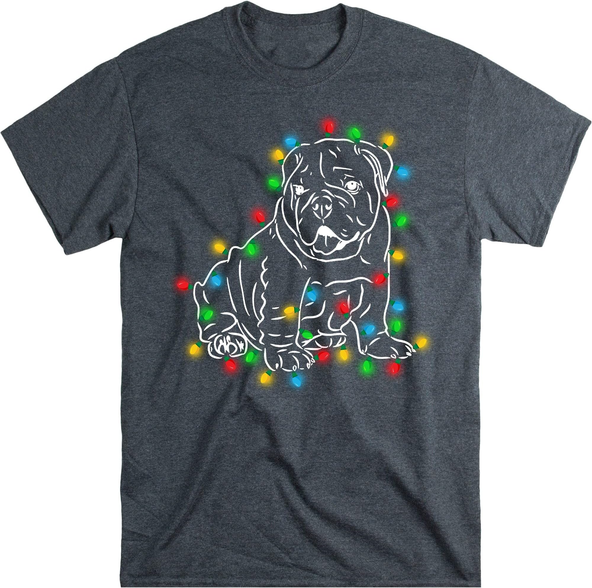 French Bulldog Christmas Light Shirt, Christmas French Bulldog Shirt, Dog Lover Xmas Shirt, Christmas Dog Shirt – Dark Heather/XX-Large
