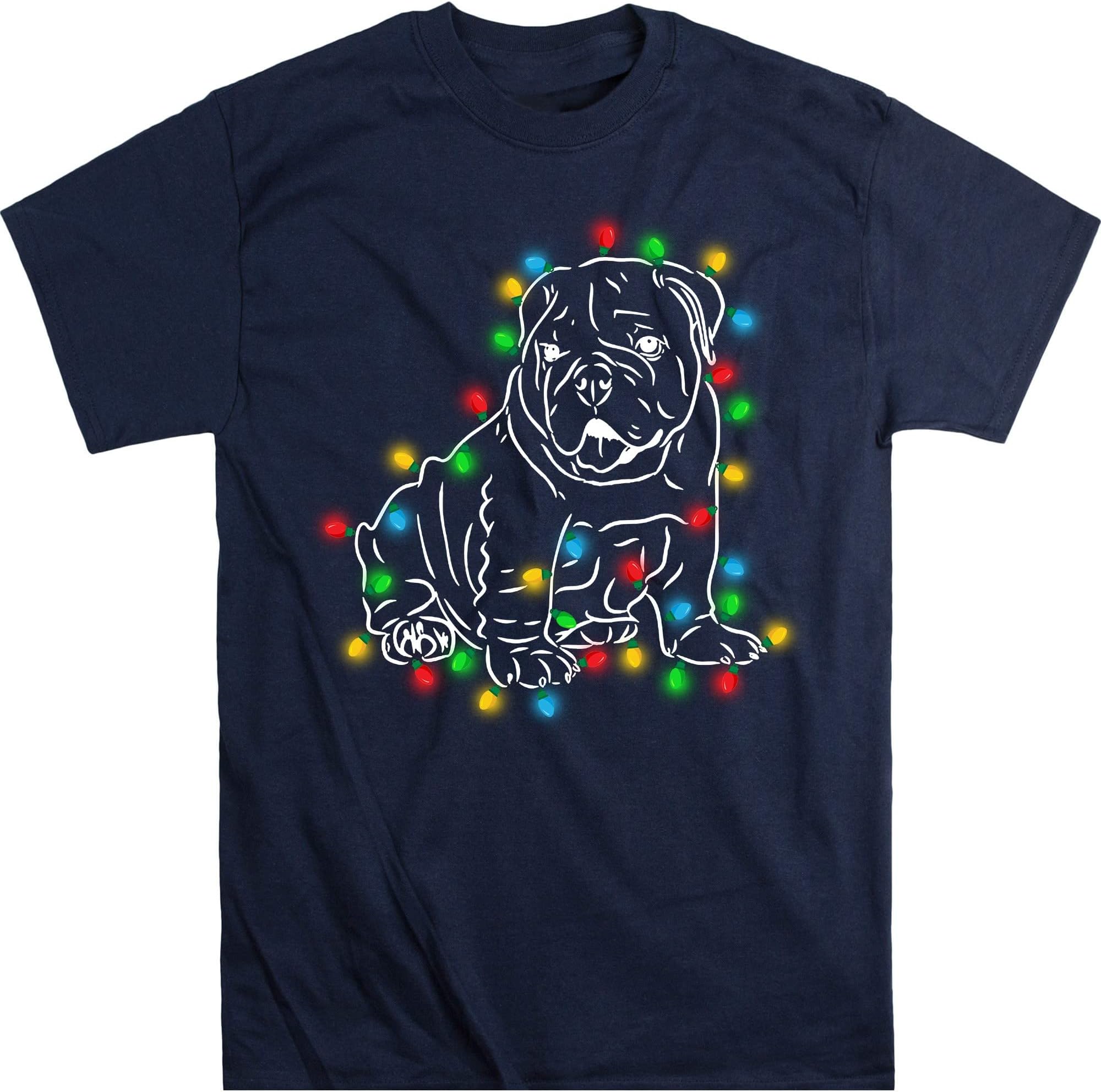 French Bulldog Christmas Light Shirt, Christmas French Bulldog Shirt, Dog Lover Xmas Shirt, Christmas Dog Shirt – Navy/Small