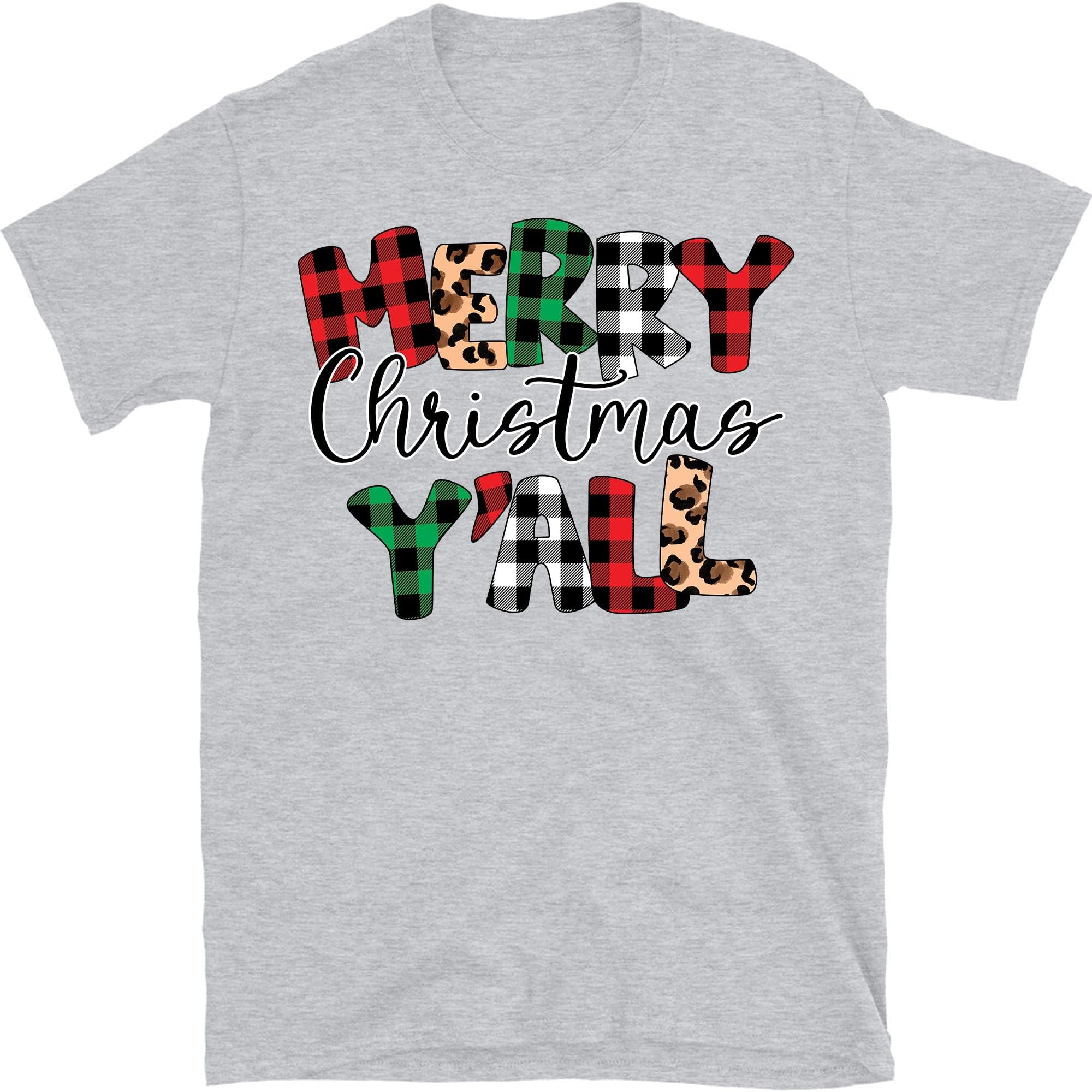 Merry Christmas Yall Leopard Shirt, Buffalo Plaid Christmas Shirt, Christmas Vacation Shirt, Christmas Family Shirt 