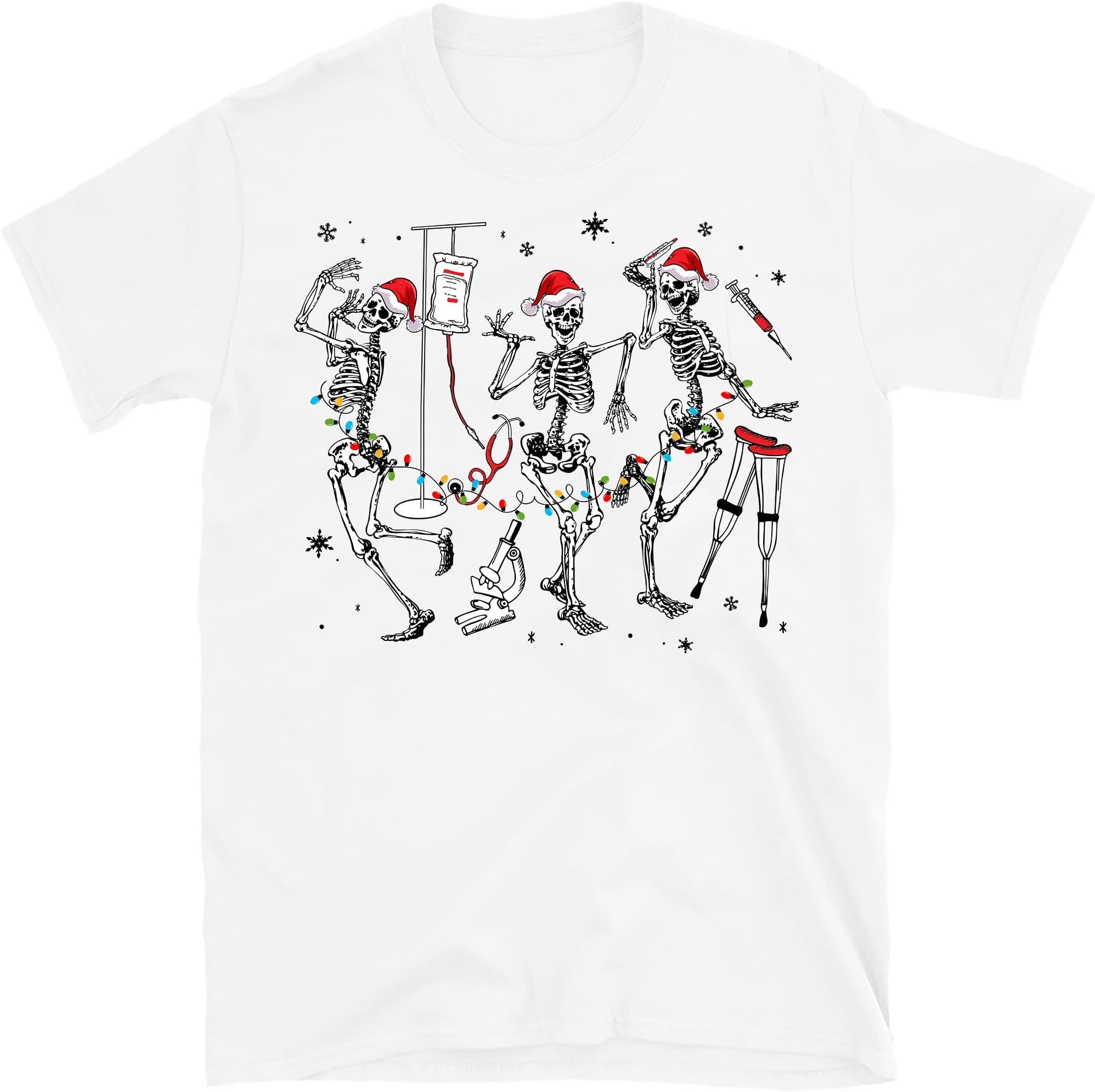 Skeleton Nurse Christmas Shirt, Christmas Skeleton Dancing Tee, Registered Nurse Tees, for Nurse – White/XX-Large
