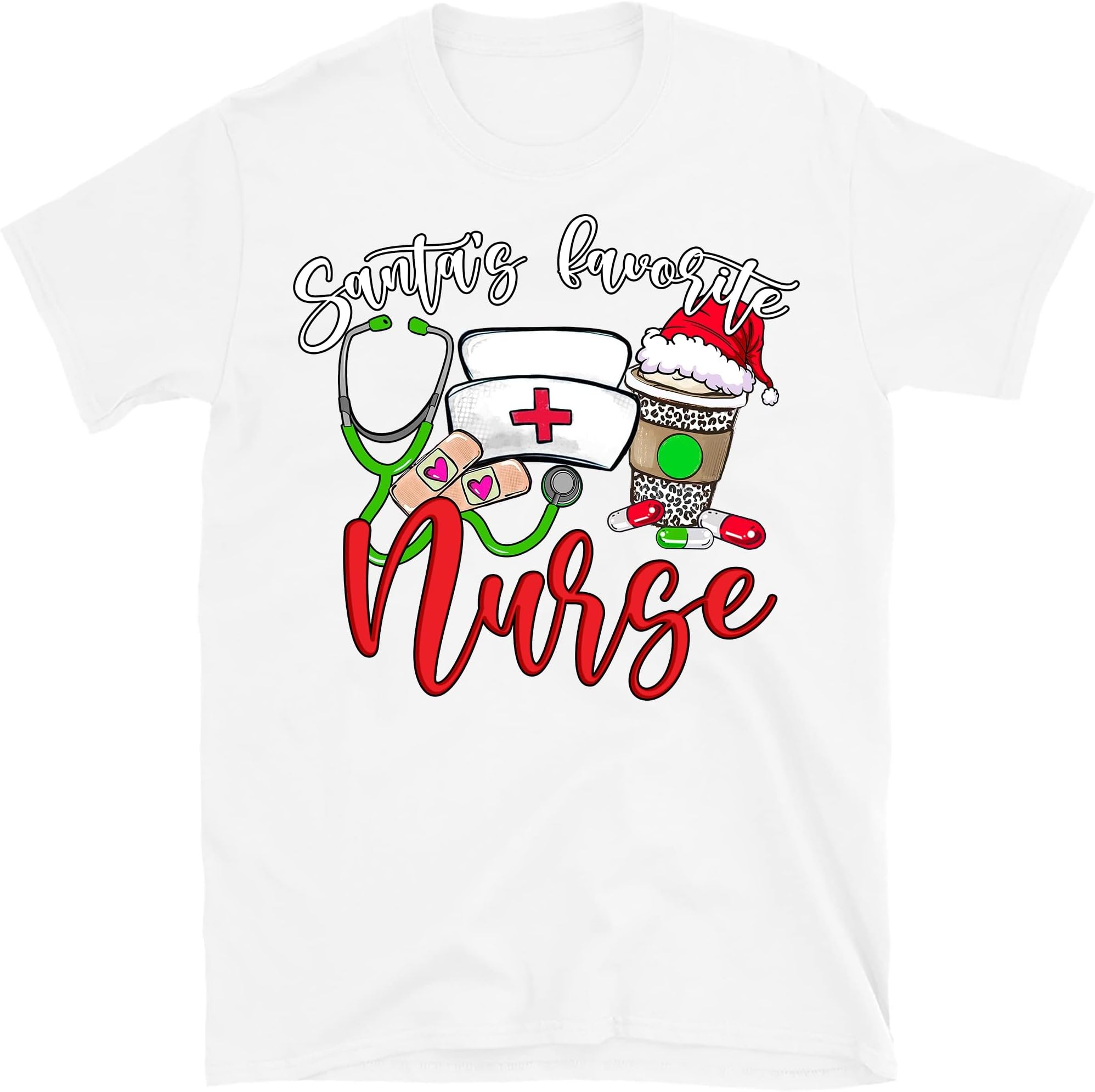 Santa's Favorite Nurse Shirt, Cute Santa Shirt, Nurse Shirt, Christmas Shirt, Nurse Life Shirt, Merry Christmas Shirt – White/XX-Large