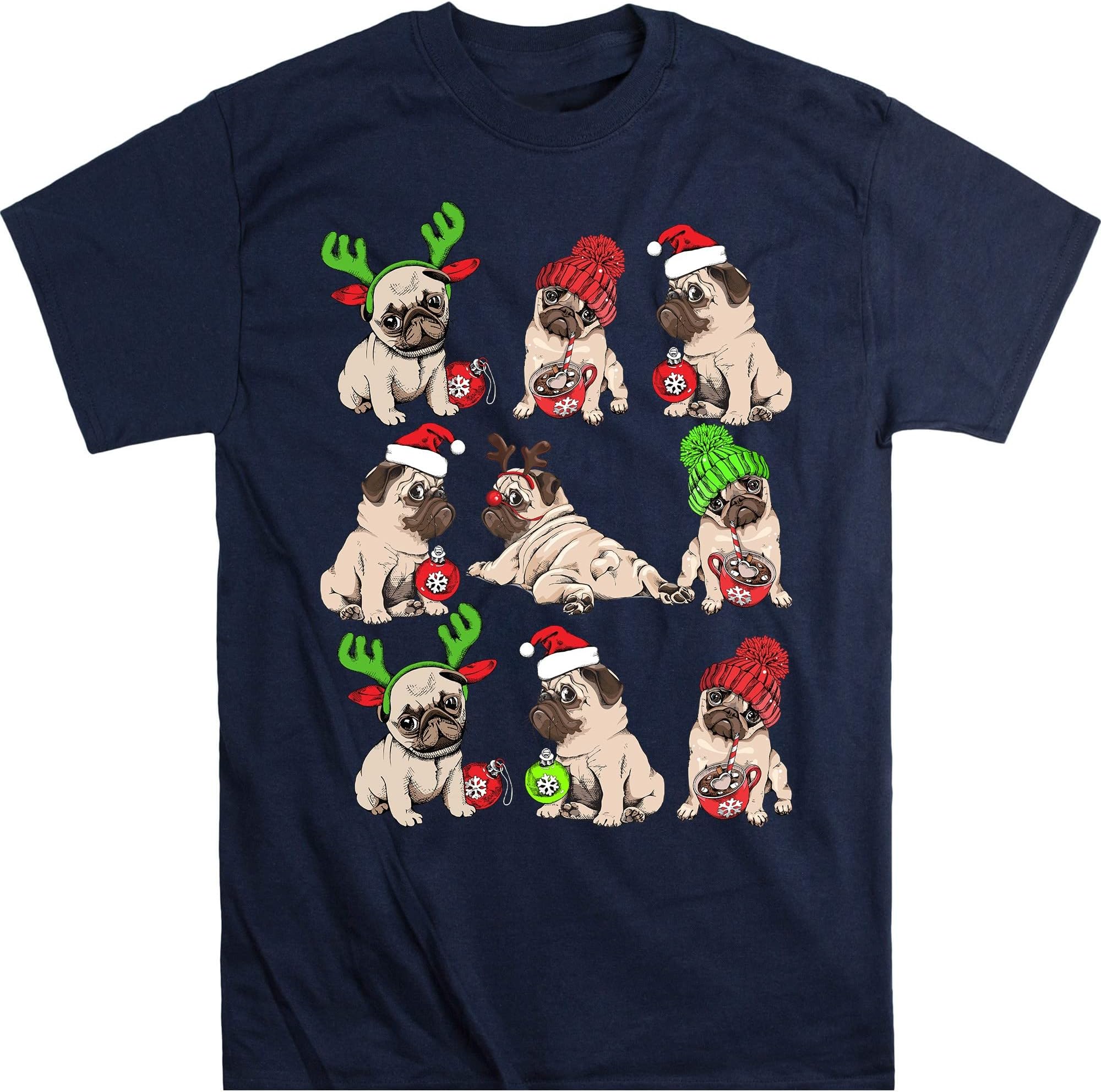 Santa Pug Dog Christmas Shirt, Pug Christmas Shirt, Christmas Pug Dog Shirt, Pug Dog Lover Shirt, Dog Lover Xmas Shirt – Navy/4X-Large