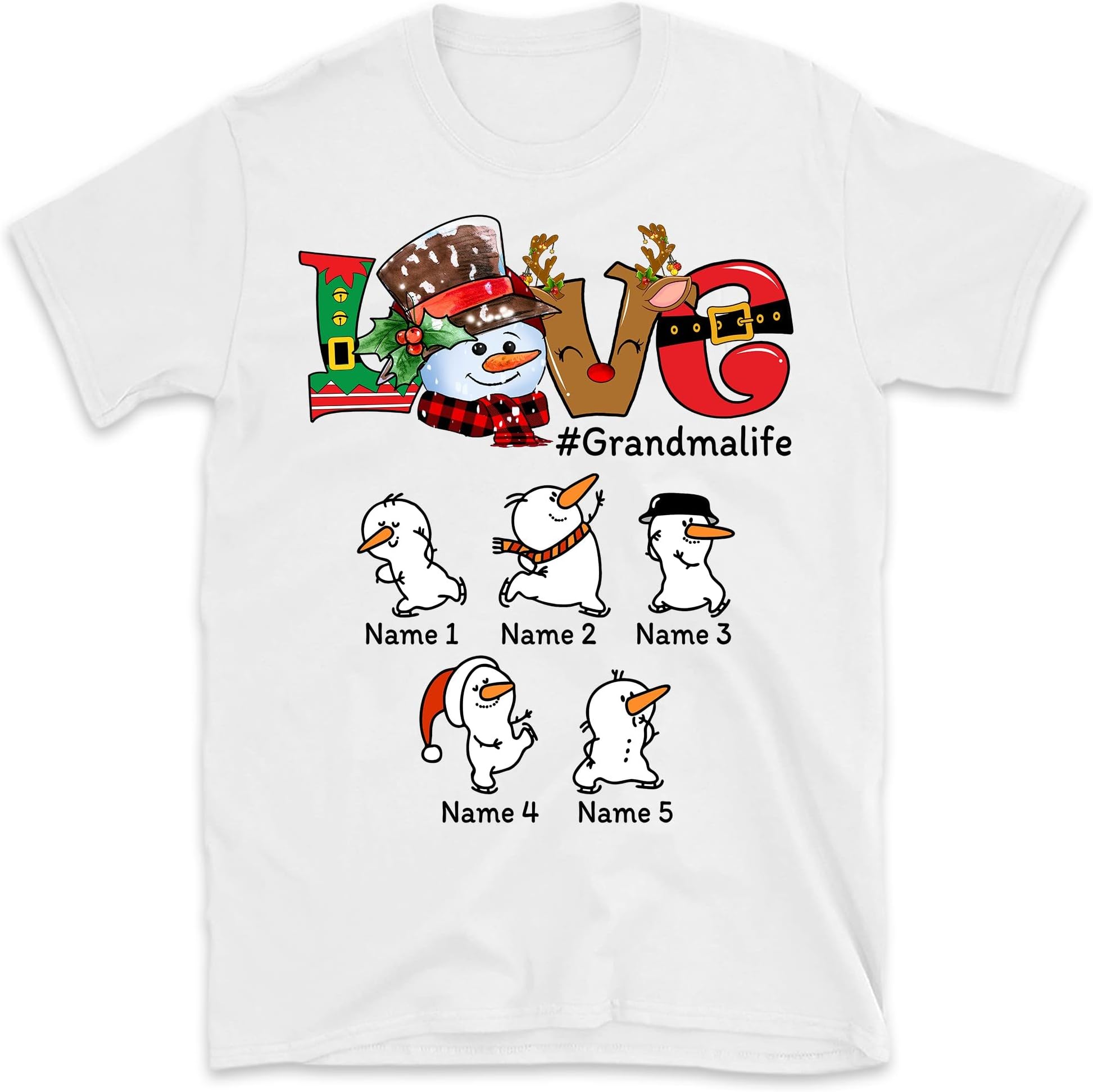 Custom Christmas Grandma Snowman Tshirt, Christmas Nana Little Snowmen Sweatshirt, Mimi Sweatshirt for Christmas, Xmas Gigi Sweatshirt Multicolored