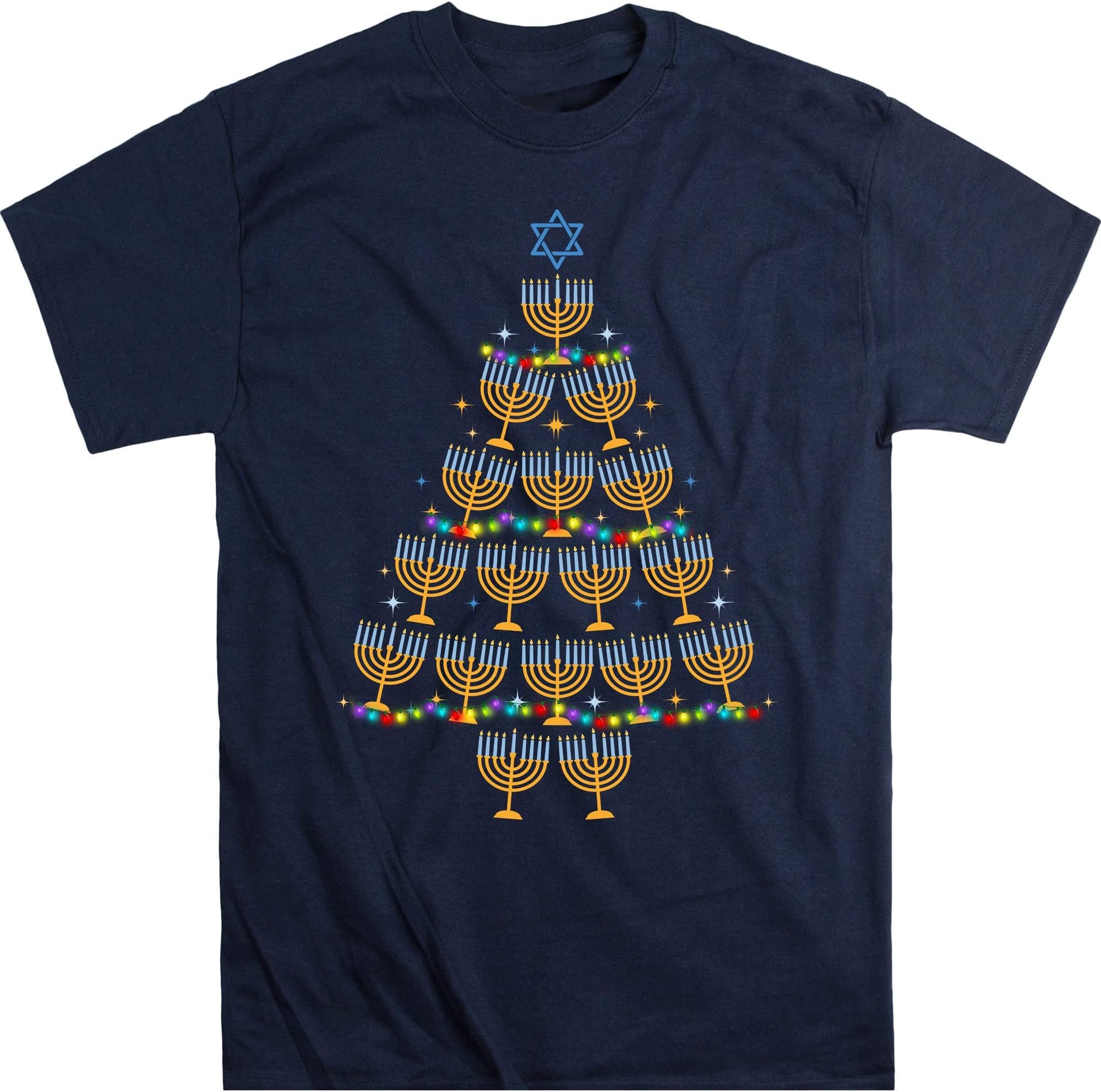 Chanukkah Tree Shirt, Menorah Hanukah Shirt, Jewish Holiday Shirt, Hanukkah Gift Shirt, Jewish Sayings Shirt, Family – Navy/XX-Large