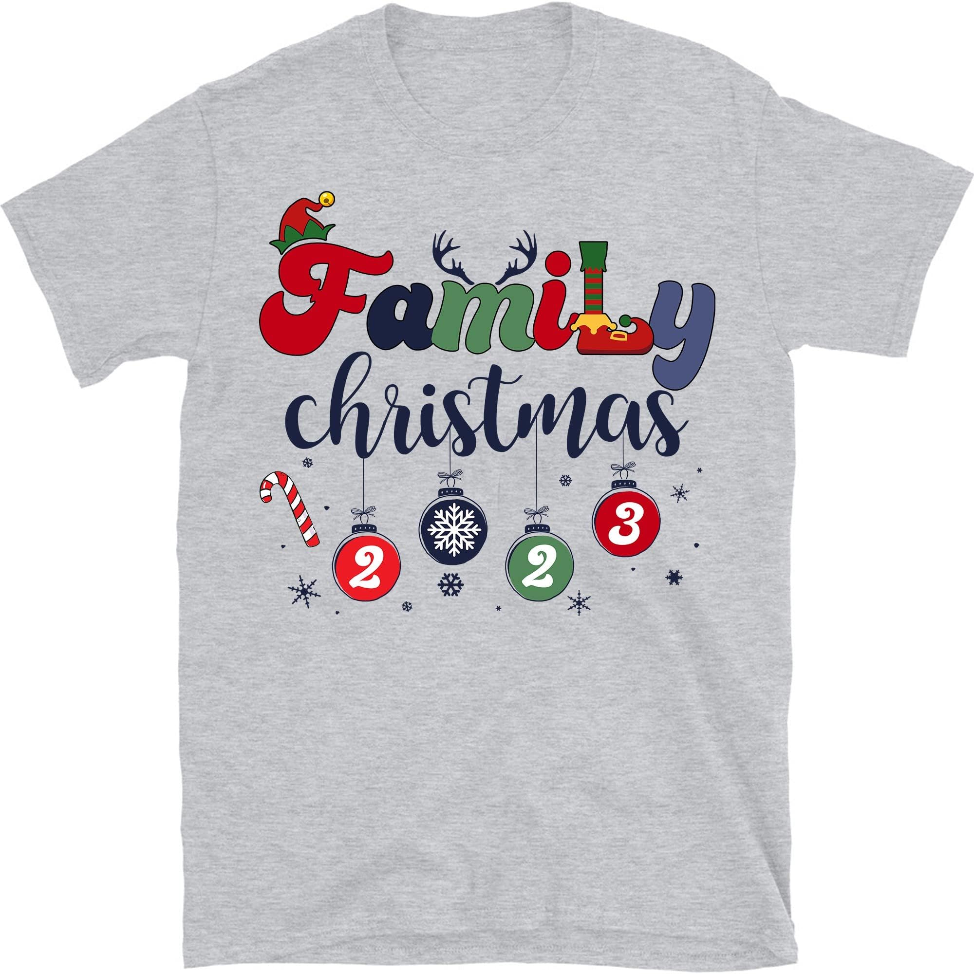 Family Christmas T-Shirt, Matching Family Shirt Merry Christmas Shirt, 2022 Sport Grey/Medium