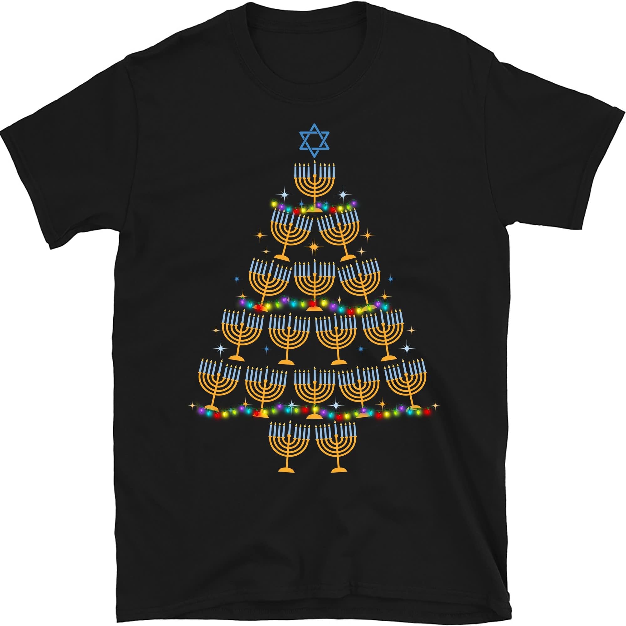 Chanukkah Tree Shirt, Menorah Hanukah Shirt, Jewish Holiday Shirt, Hanukkah Gift Shirt, Jewish Sayings Shirt, Family – Black/XX-Large