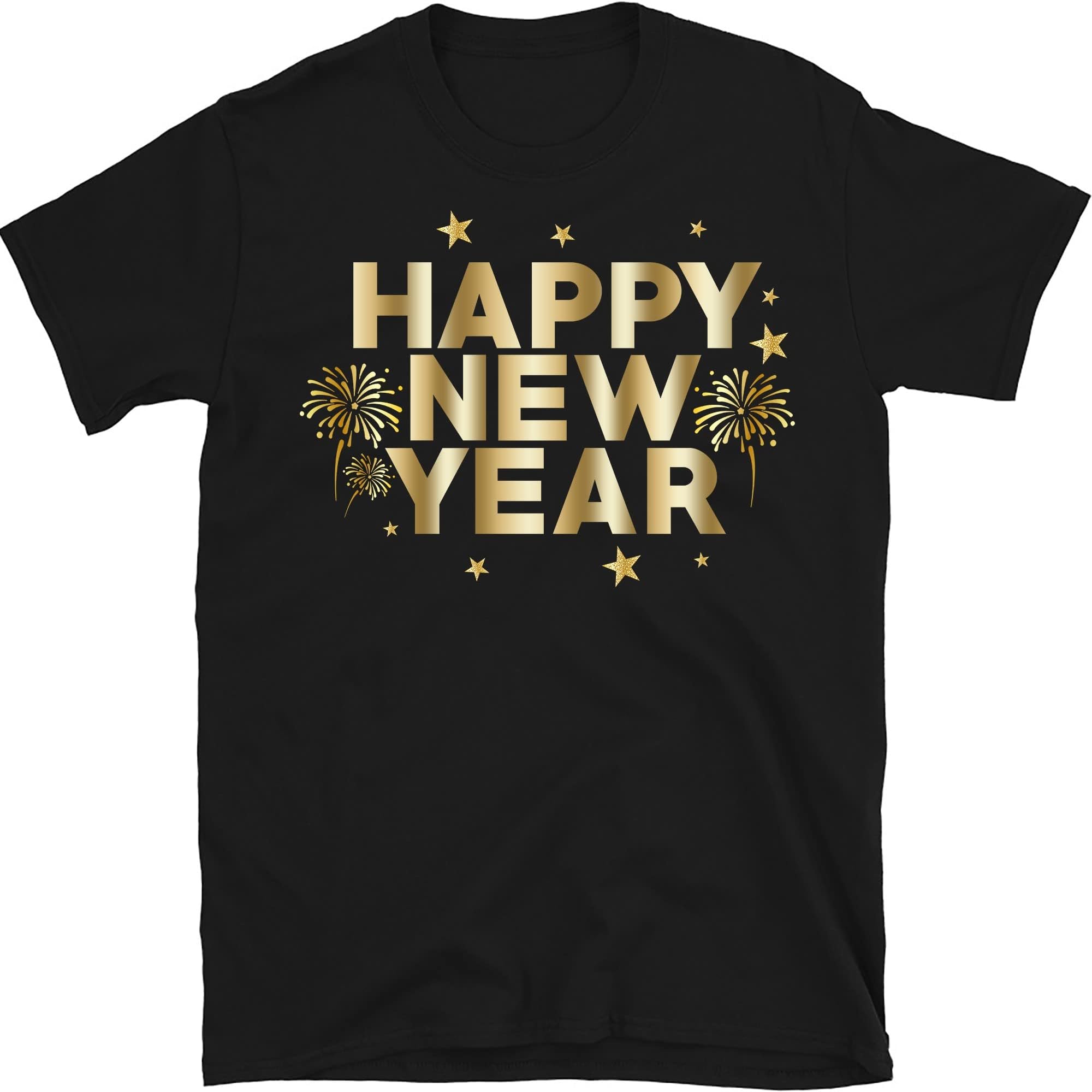 Happy New Year Shirt Gift for Family Dinner,New Year Party Shirt,Christmas Shirt,Happy New Year Family Reunion Clothes – Black/3X-Large