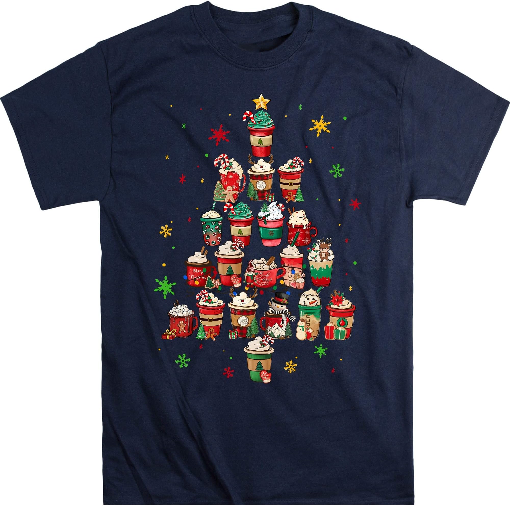 Coffee Christmas Tree Shirt, Christmas Coffee Shirt, Merry Christmas Snow Cozy Winter Shirt, Christmas Latte Shirt