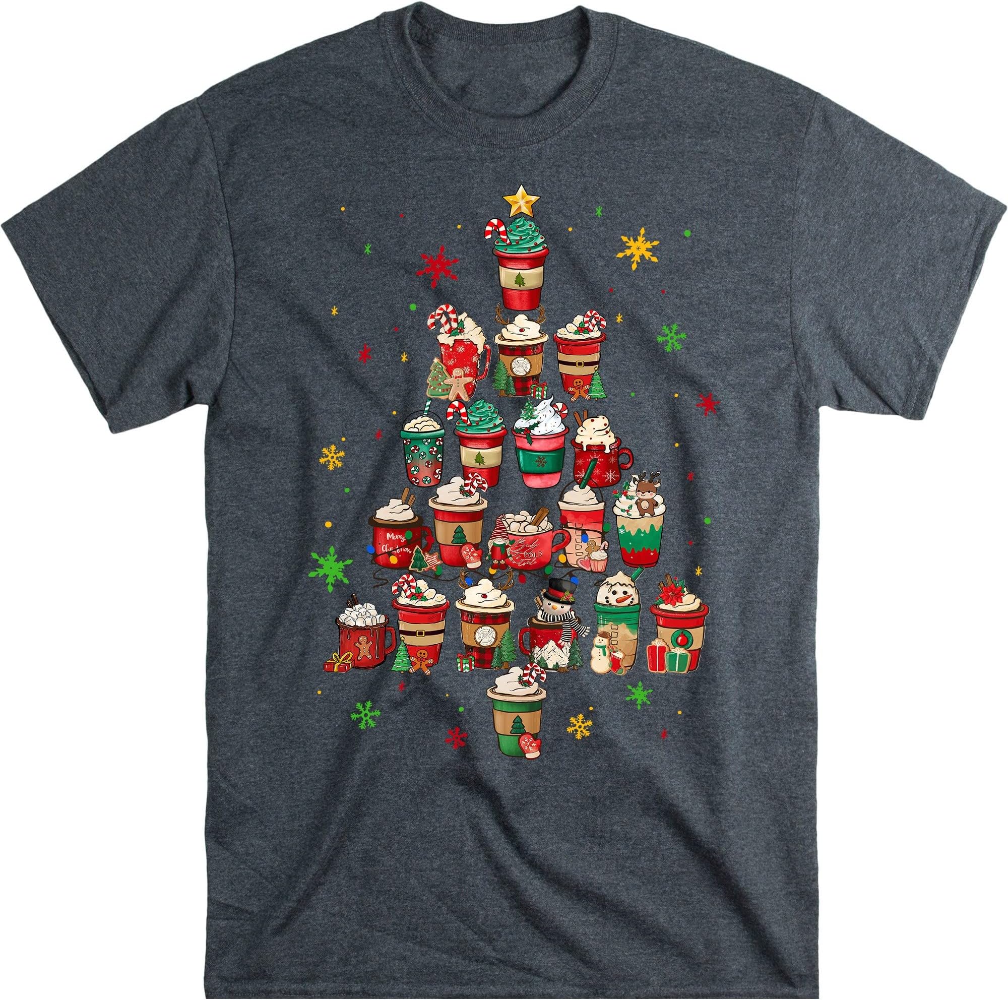 Coffee Christmas Tree Shirt, Christmas Coffee Shirt, Merry Christmas Snow Cozy Winter Shirt, Christmas Latte Shirt