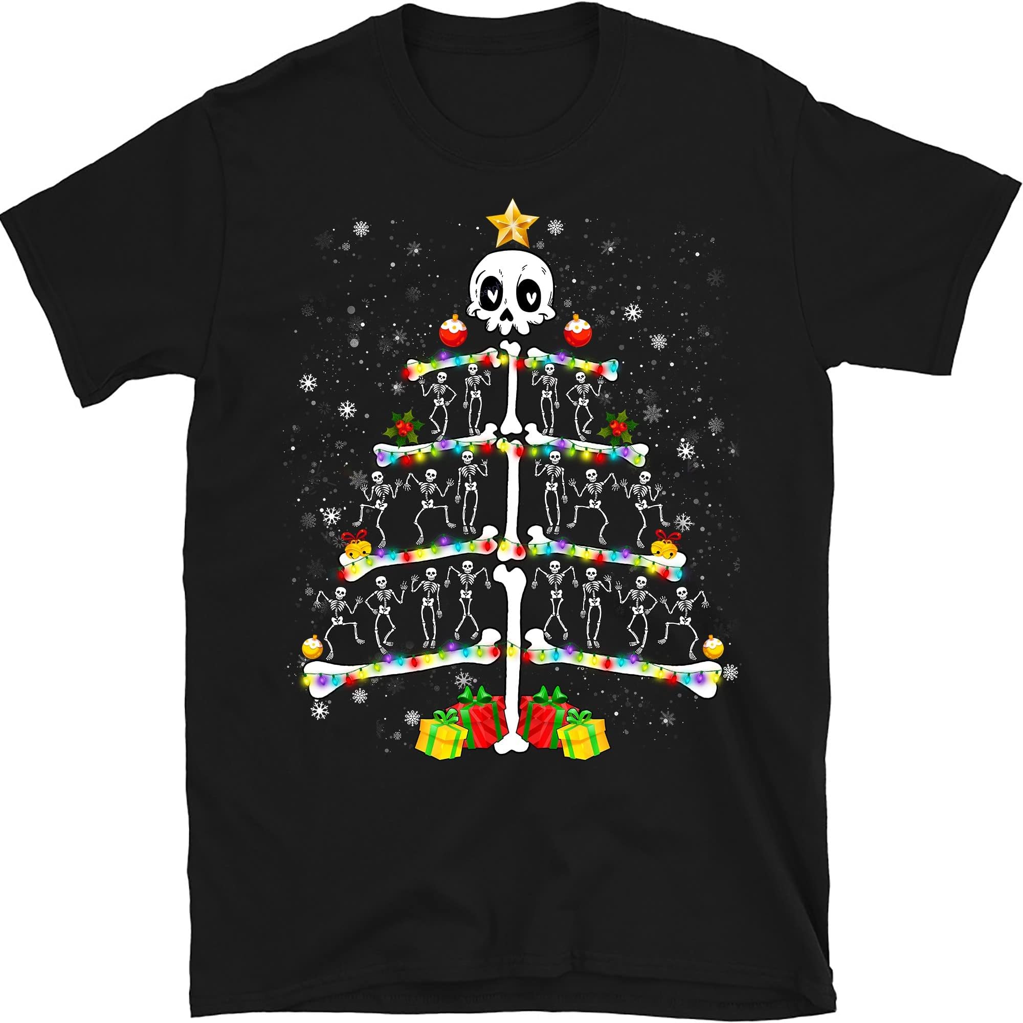 Christmas Tree Skeleton Shirt, Xmas Radiology Gift, Xray Technologist Shirt, Sonography Gift Shirt, Radiologist Shirt – Black/Medium