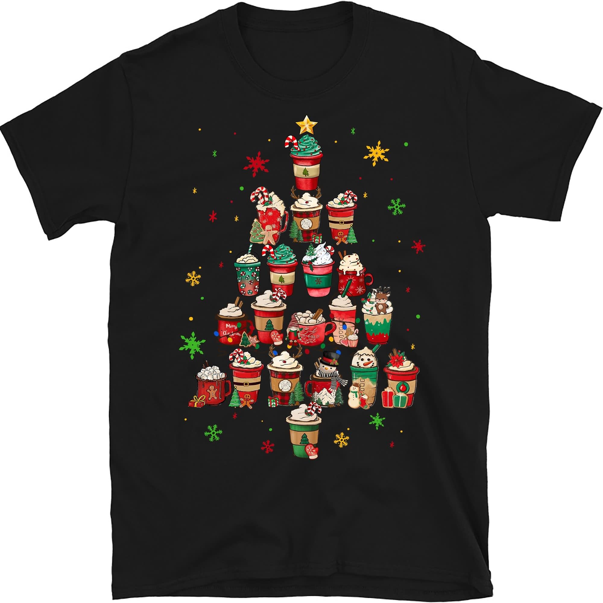 Coffee Christmas Tree Shirt, Christmas Coffee Shirt, Merry Christmas Snow Cozy Winter Shirt, Christmas Latte Shirt