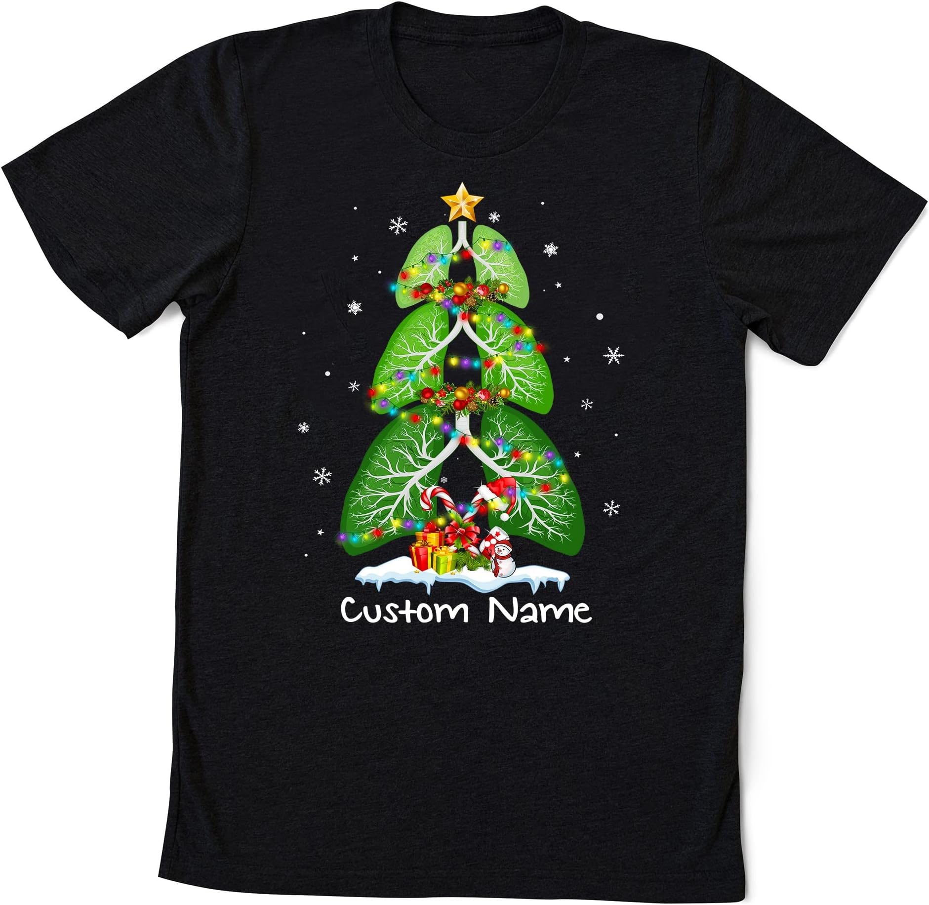 Custom Christmas Tree Lung, Respiratory Shirt, Respiratory Therapist Shirt, RT Nurse, Christmas RT Gift Shirt Multicolored