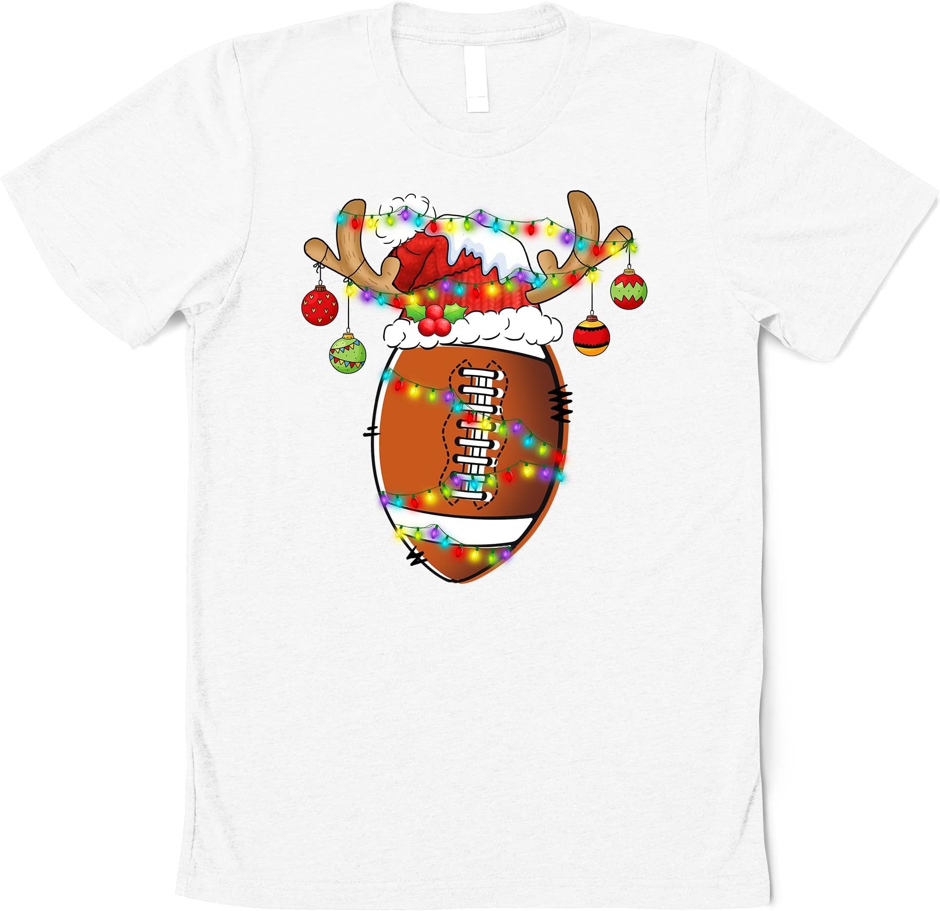 Christmas Football Santa Hat Shirt, Sports Xmas Tee, Funny Football Christmas Shirt, Football Lovers Gift, Football Team Tee, Sports Gift Multicolored