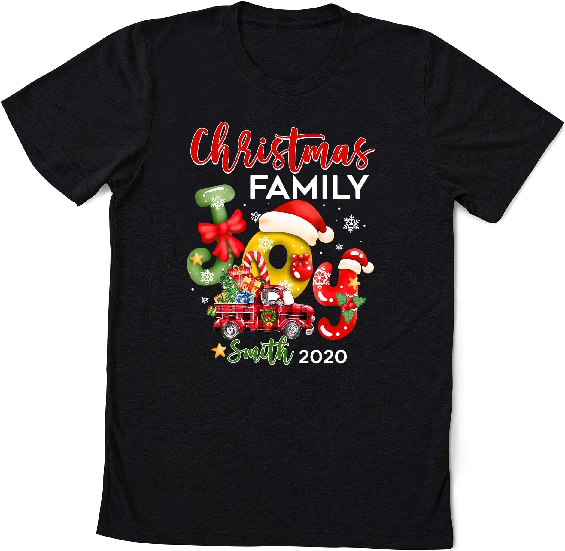 Christmas Family Shirts Santa Truck Christmas Shirts for Family Personalized Shirts Christmas Vintage Truck Joy Christmas Matching Custom Multicolored